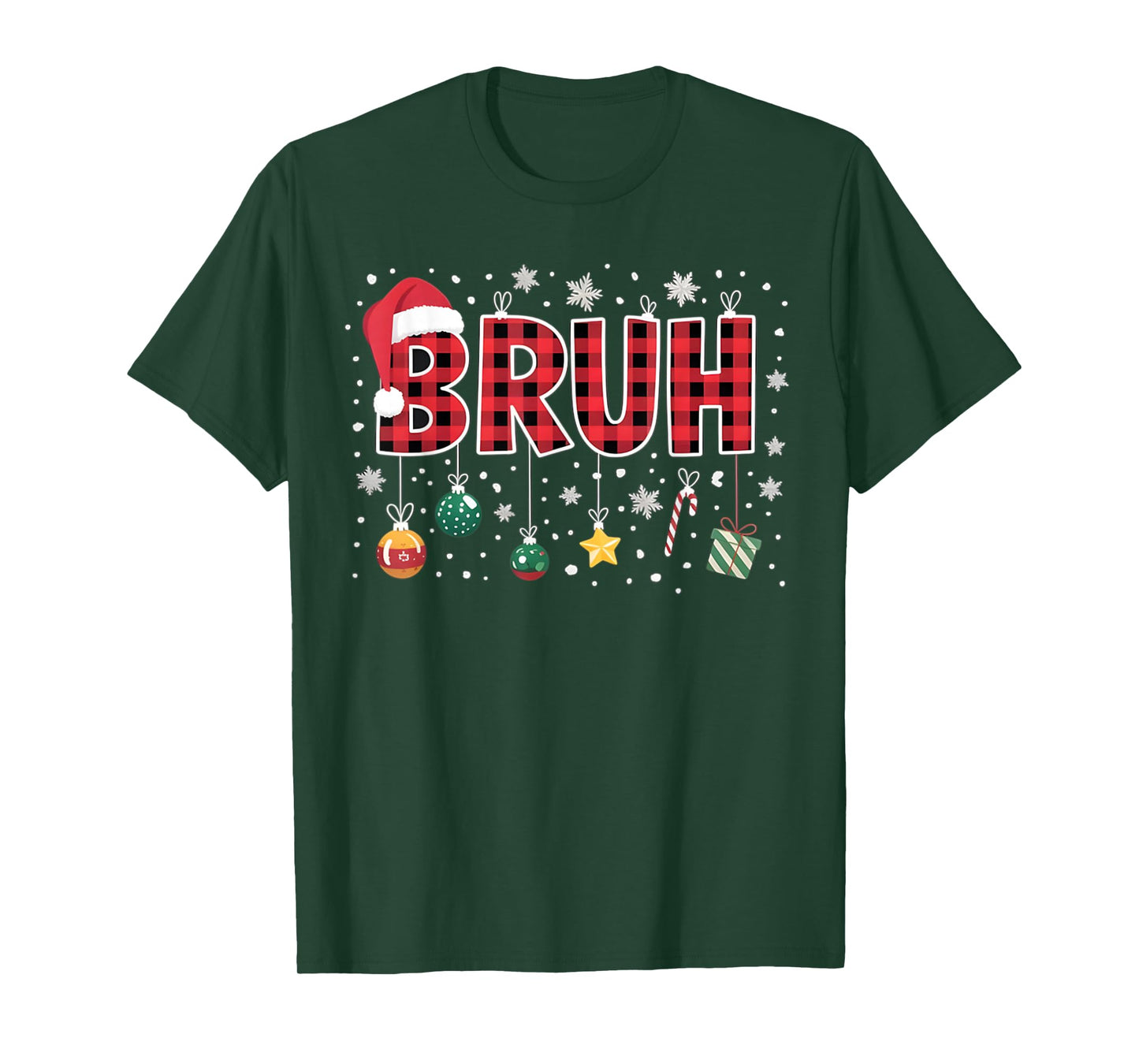 Bruh Christmas Red Plaid Teens Boys Kids Xmas Pajamas Gifts T-Shirt