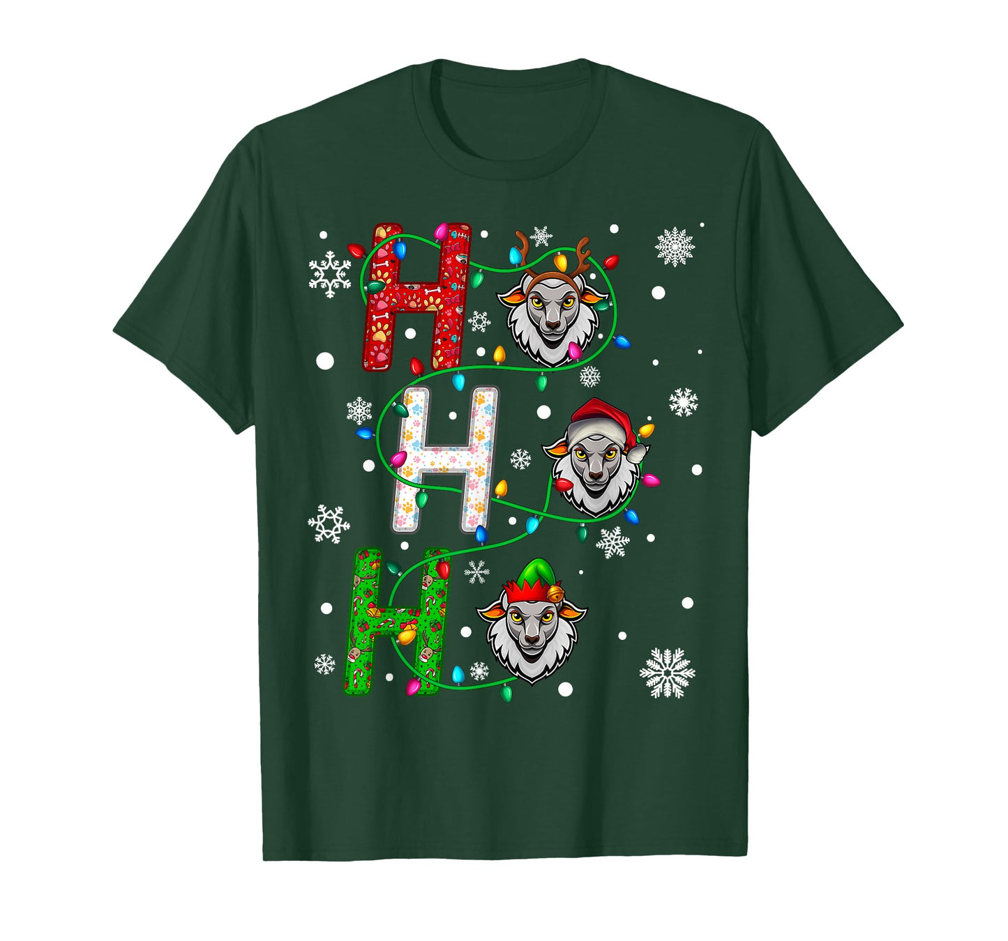 Matching Christmas Santa Hat Ho Ho Ho Sheep Animal Xmas T-Shirt