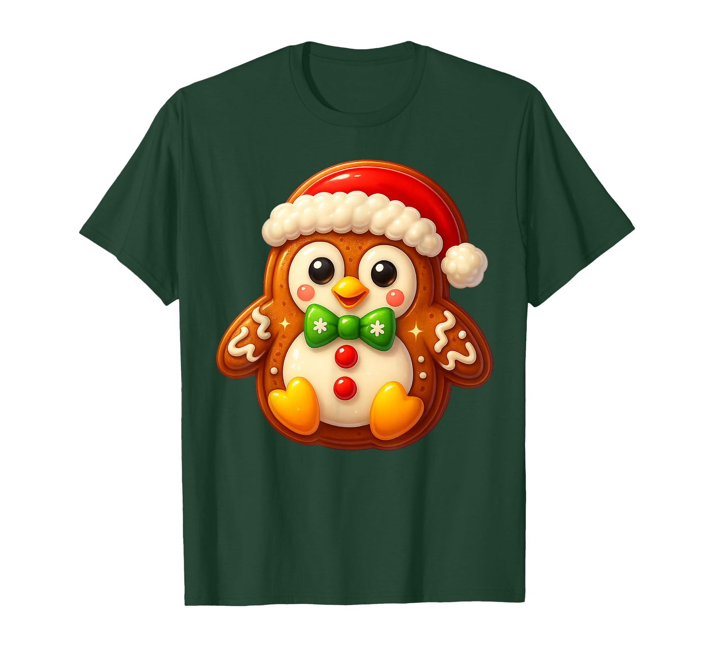 Funny Gingerbread Man Penguin Christmas Womens Mens Gifts T-Shirt