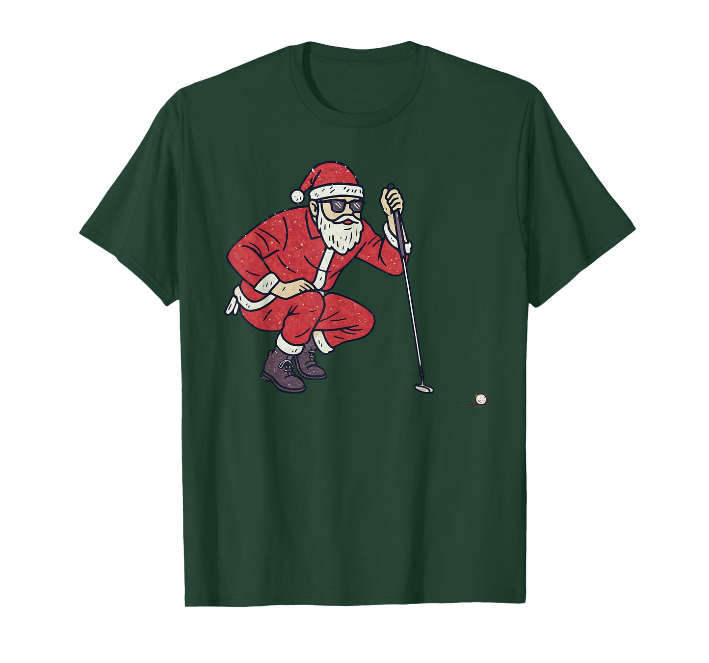Santa Playing Golf Christmas Vintage Funny Xmas T-Shirt