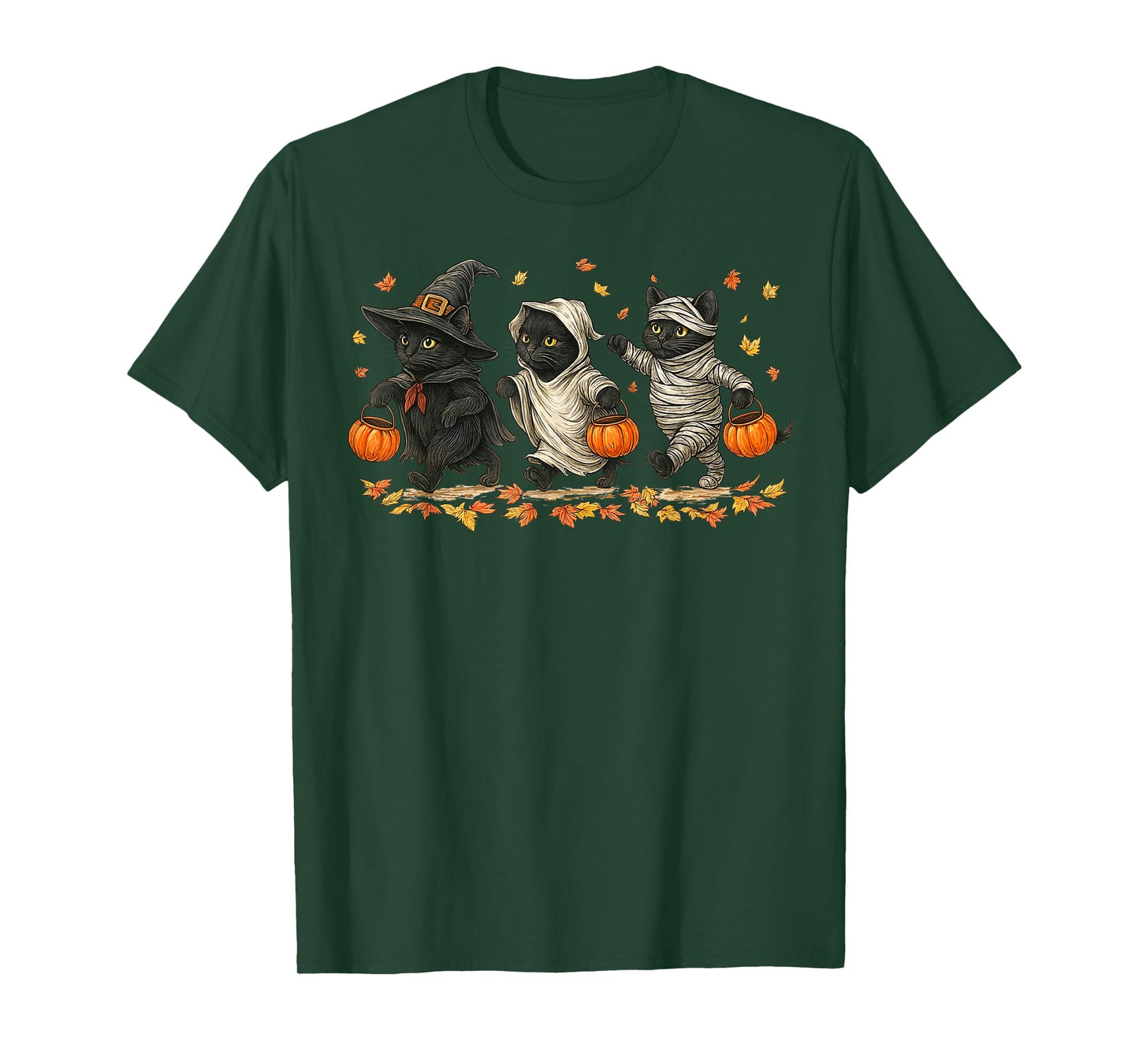 Retro Cute Black Cat Funny Halloween Pumpkin Men Women Kids T-Shirt