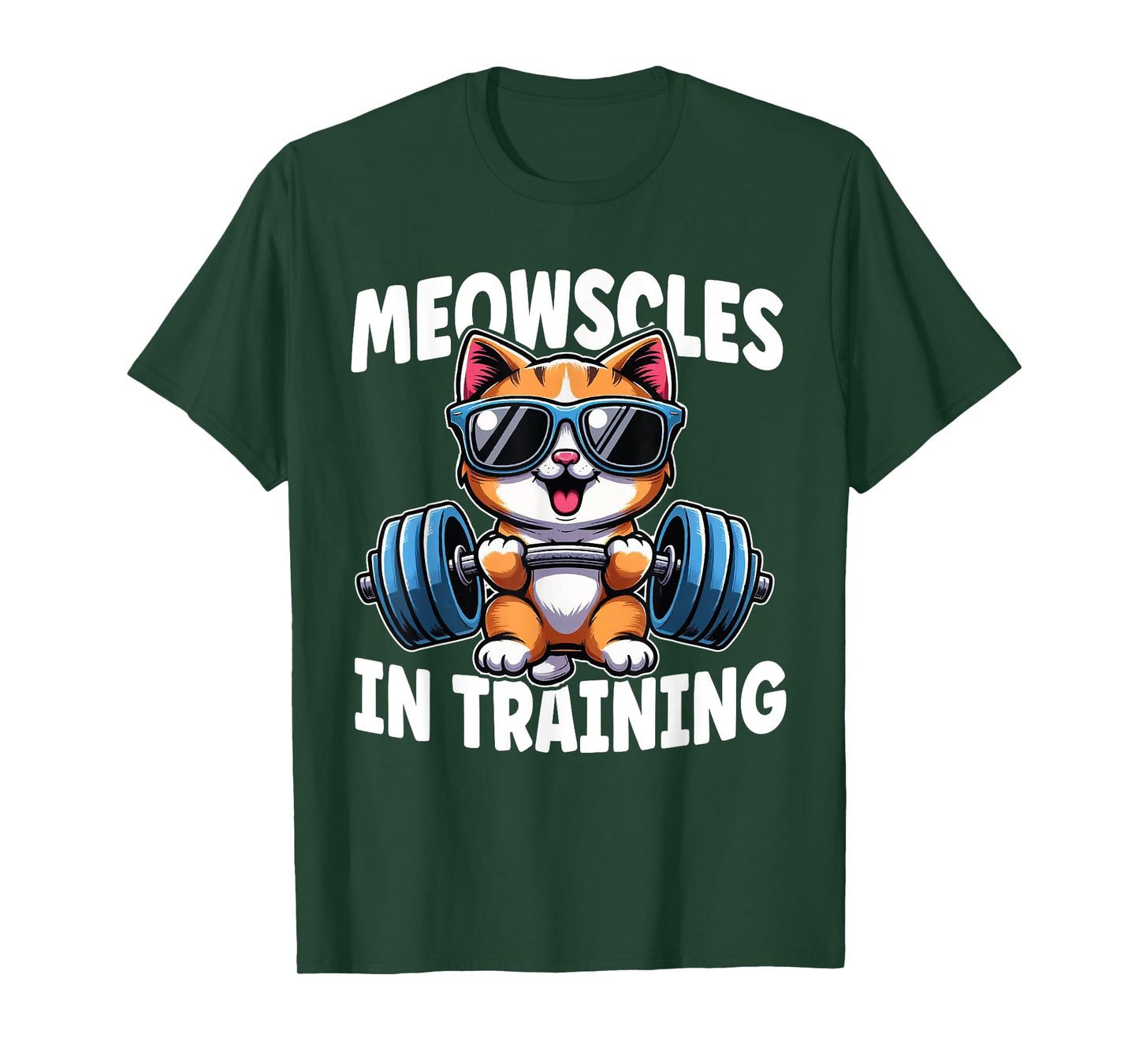 Kitty Workout Meowscles In Training Funny Gym Workout Cat T-Shirt