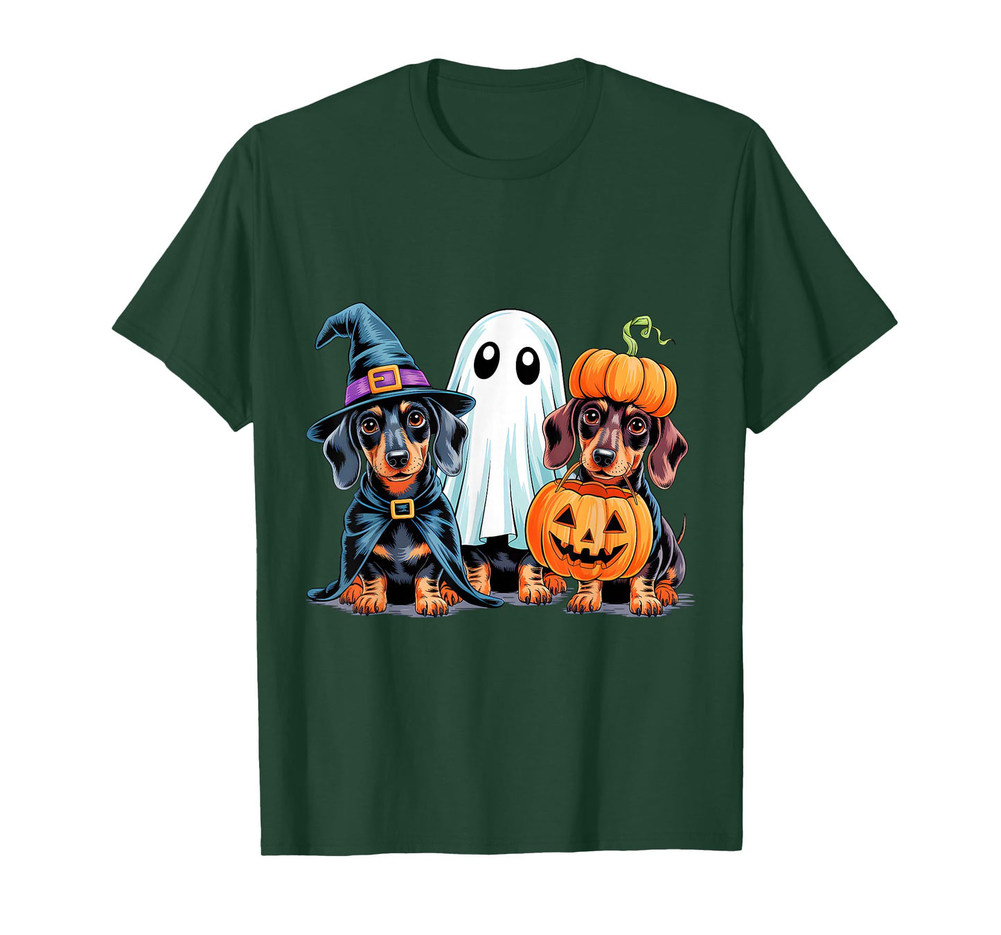 Dachshund Halloween Funny Wiener Dog Pumpkin Weenie Witch T-Shirt