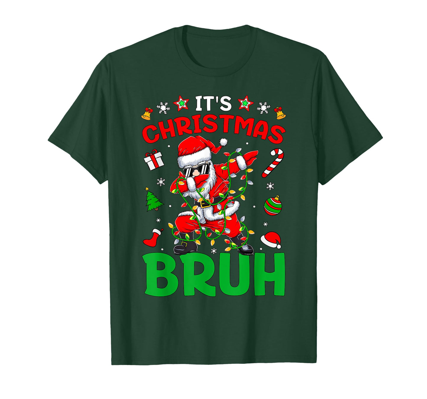 Bruh Christmas Boys Kids Santa Claus Dabbing Funny Xmas T-Shirt