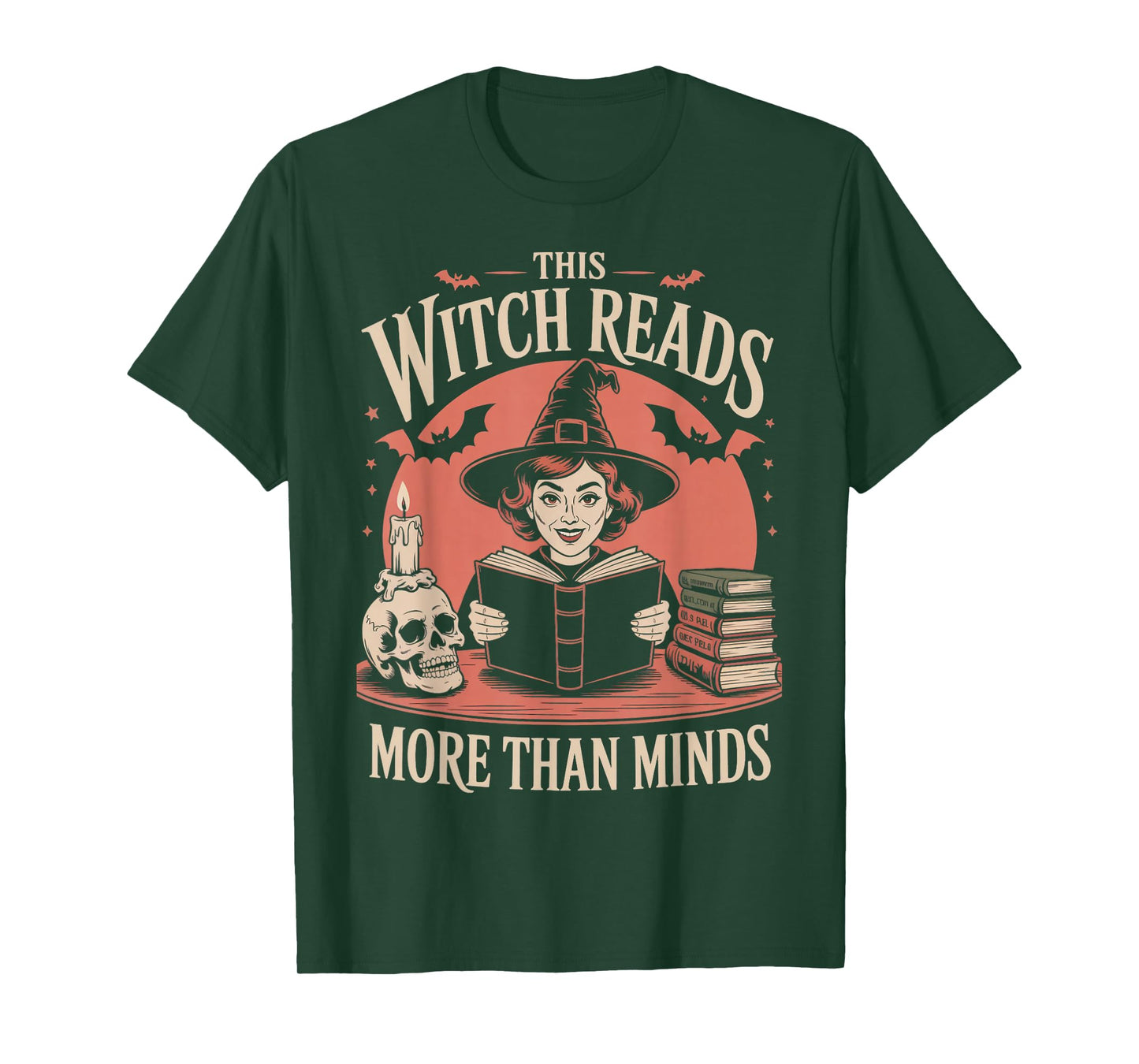 Reads More Than Minds Witches Bookish Book Reader Reading T-Shirt