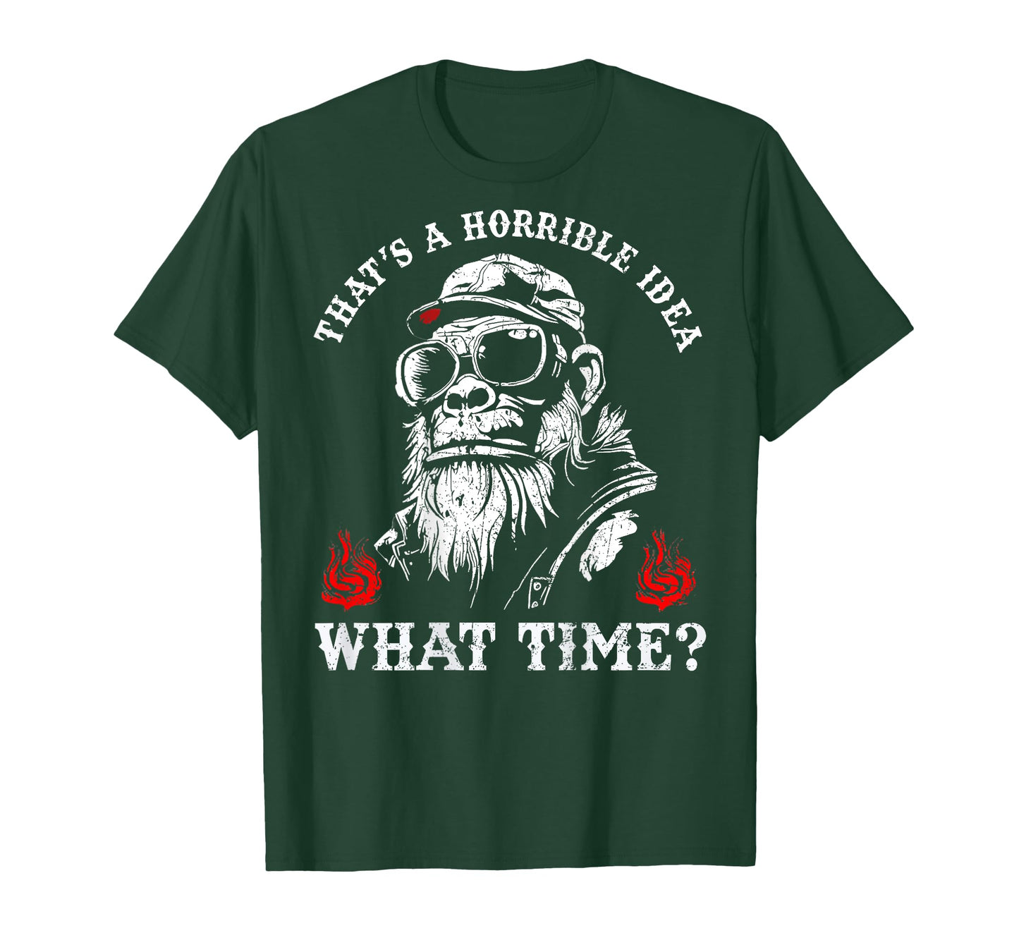 (ON BACK) Retro That's A Horrible Idea What Time Monkey T-Shirt