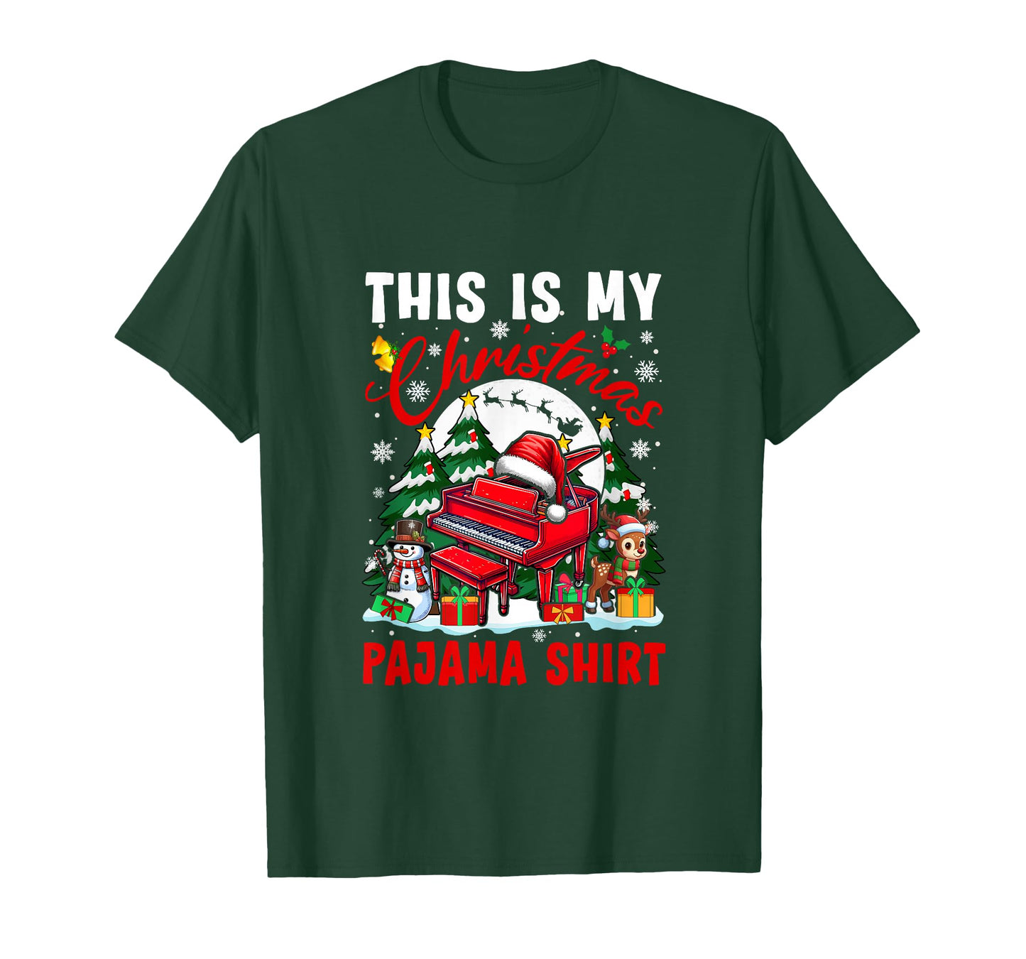 My Christmas Pajama Shirt Santa Piano Snowman Instrument T-Shirt