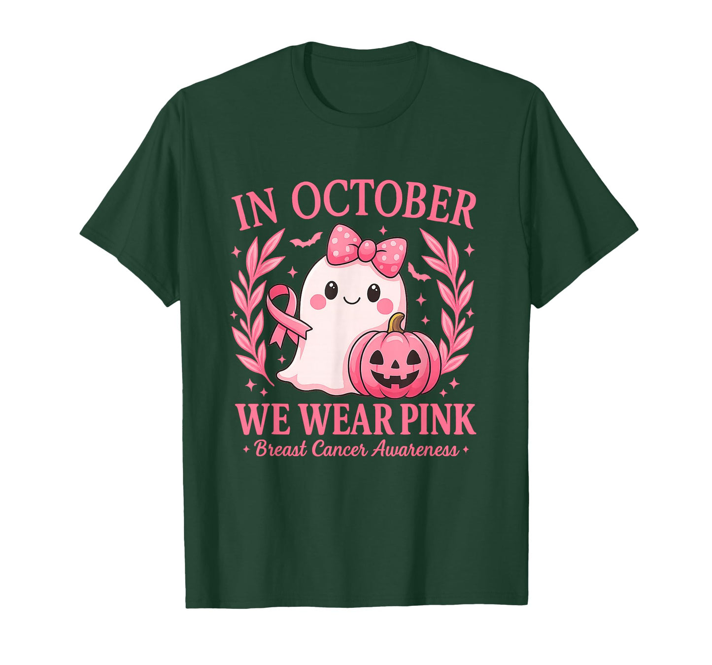 in October We Wear Pink Shirt Ghost Breast Cancer Awareness T-Shirt
