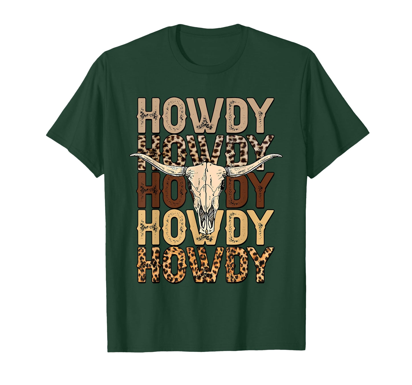 Leopard Howdy Country Music Western Cow Skull Cowboy T-Shirt