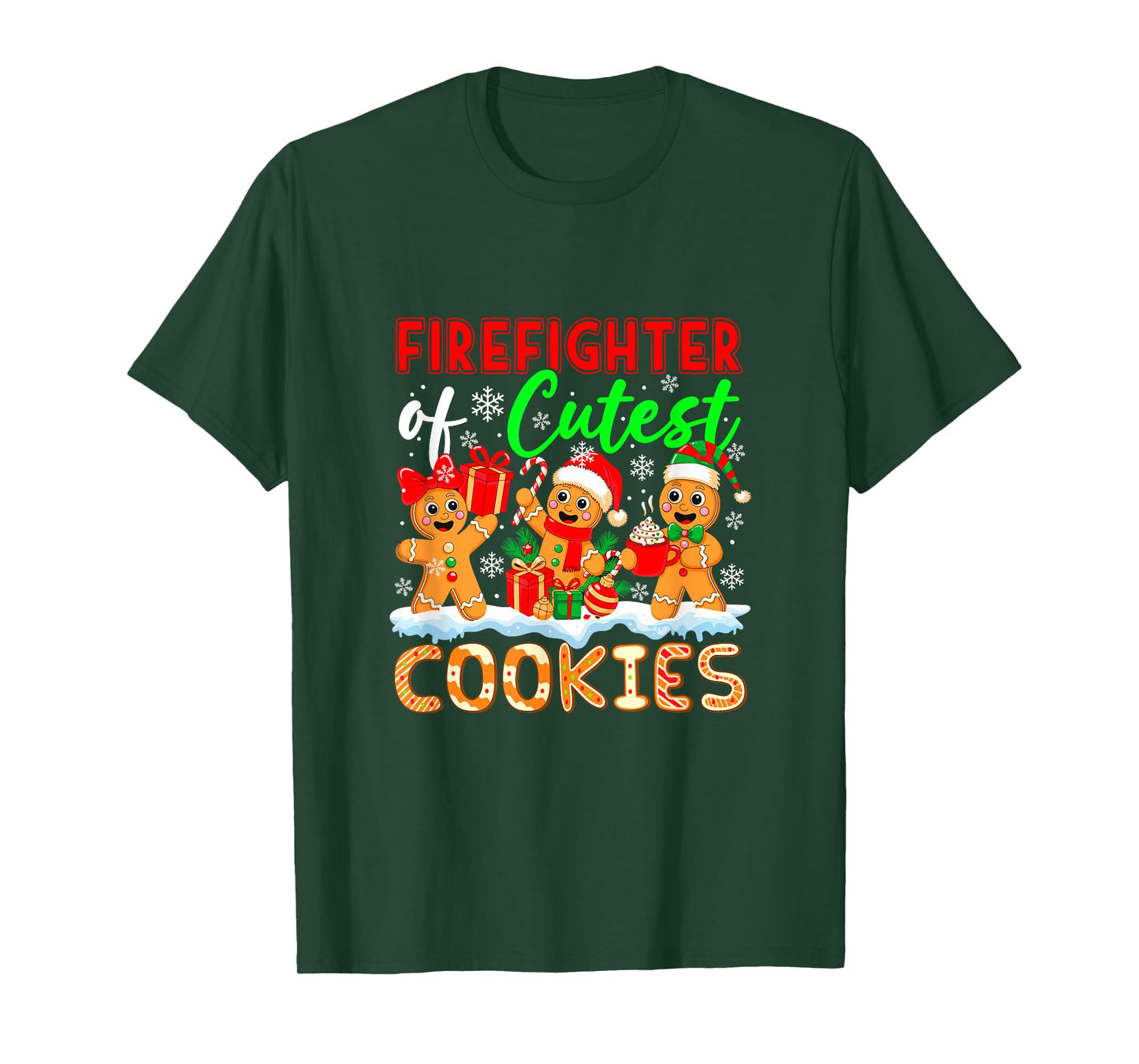 Firefighter of Cutest Cookies Gingerbreads Xmas Job Team T-Shirt