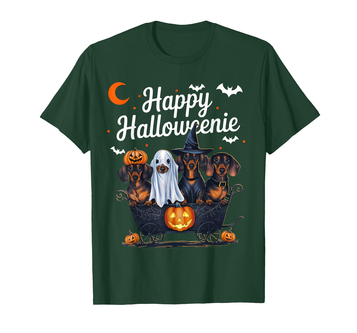 Happy Halloweenie Weiner Dog Cute Dachshund Witch Hat T-Shirt