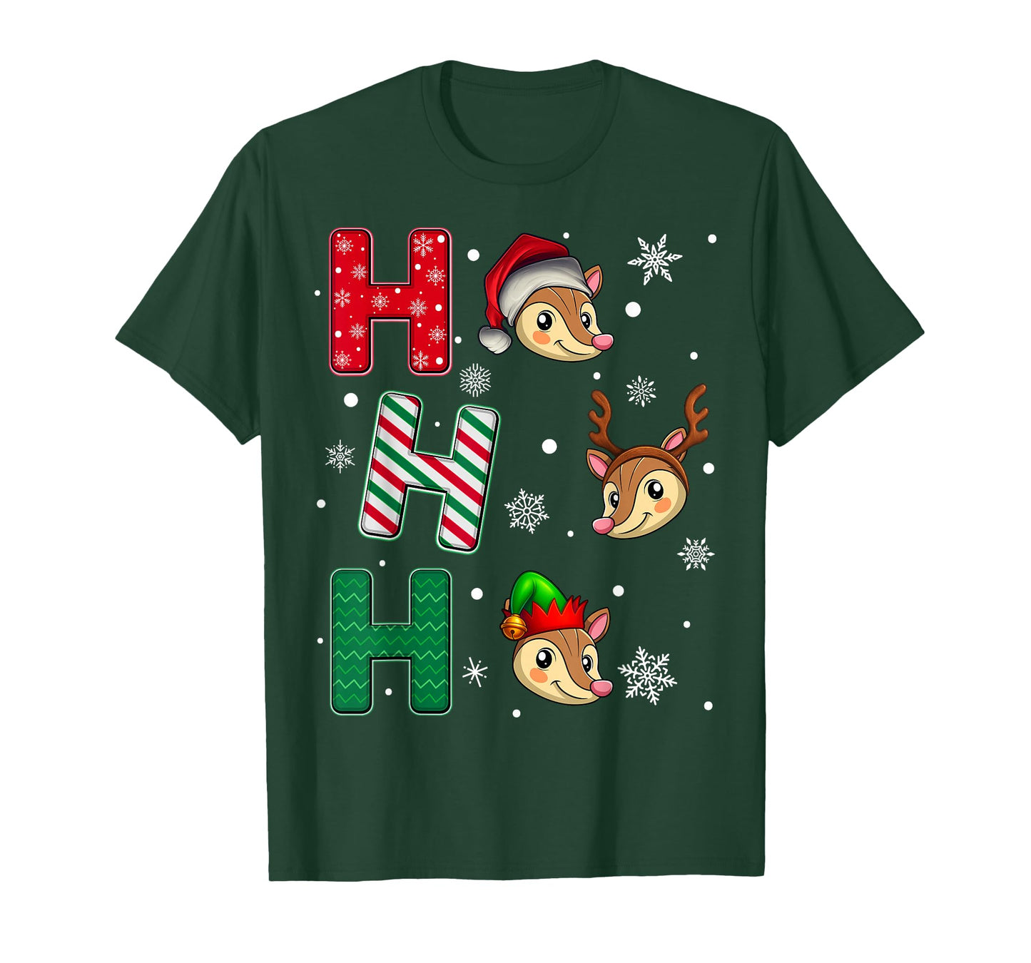 Ho Ho Ho Armadillo Animal Matching Santa Elf Xmas T-Shirt