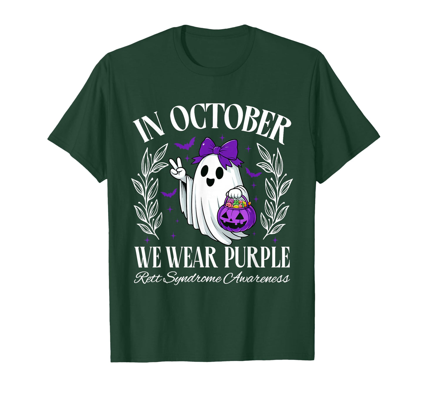 in October We Wear Purple Rett Syndrome Awareness Halloween T-Shirt