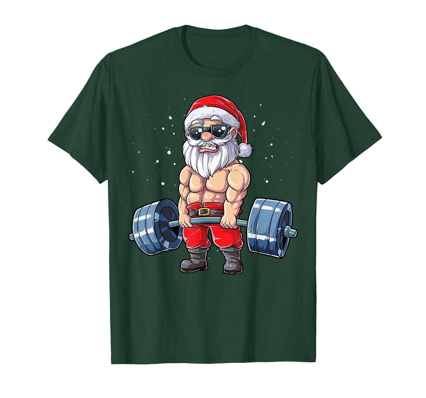 Santa Weightlifting Christmas Fitness Gym Deadlift Xmas Men T-Shirt
