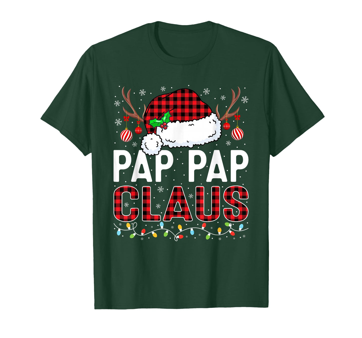 Christmas Lights Pap Pap Claus Family Matching Xmas Pajama T-Shirt