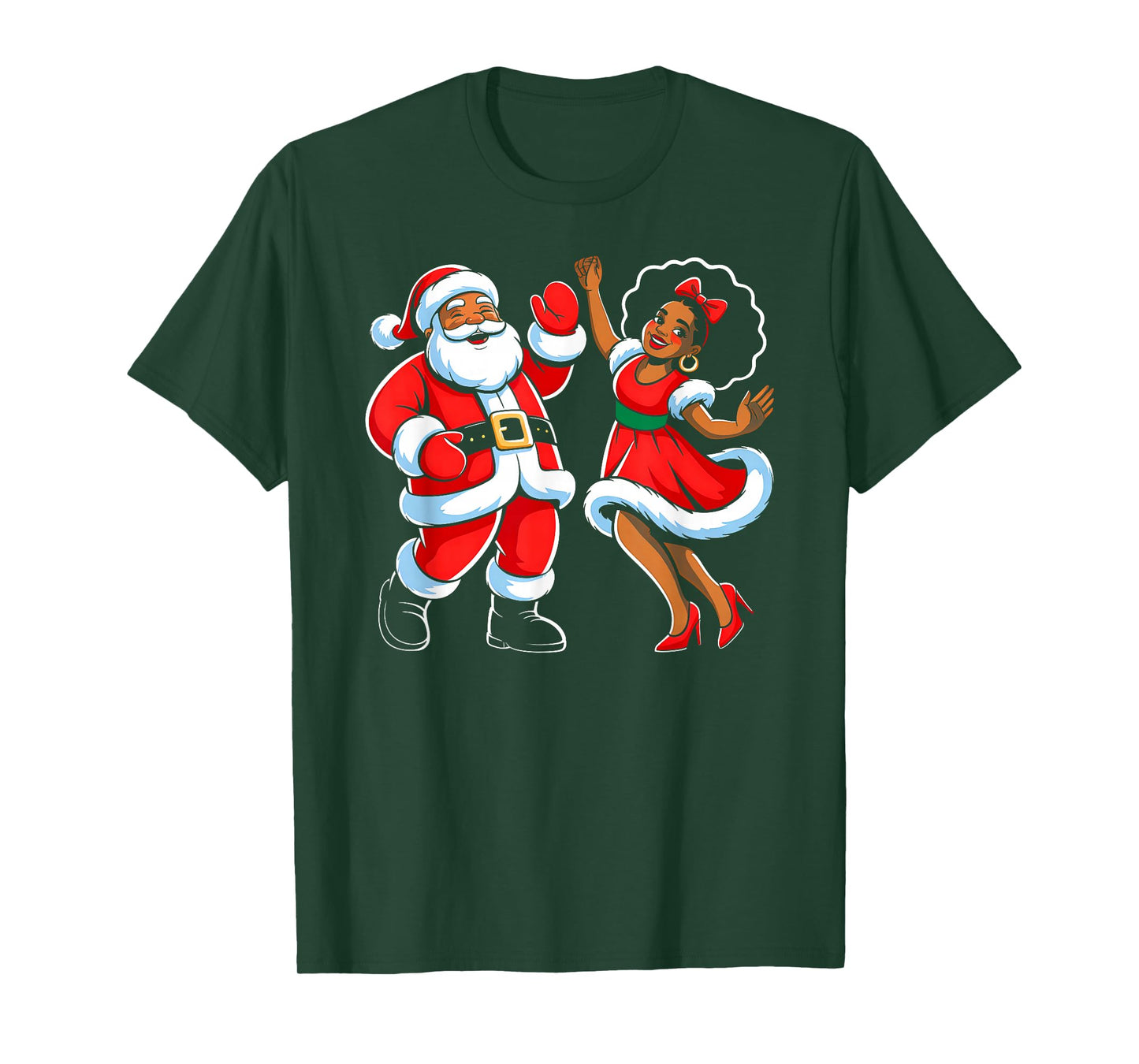 African American Santa Claus Dancing Funny Christmas Pajama T-Shirt