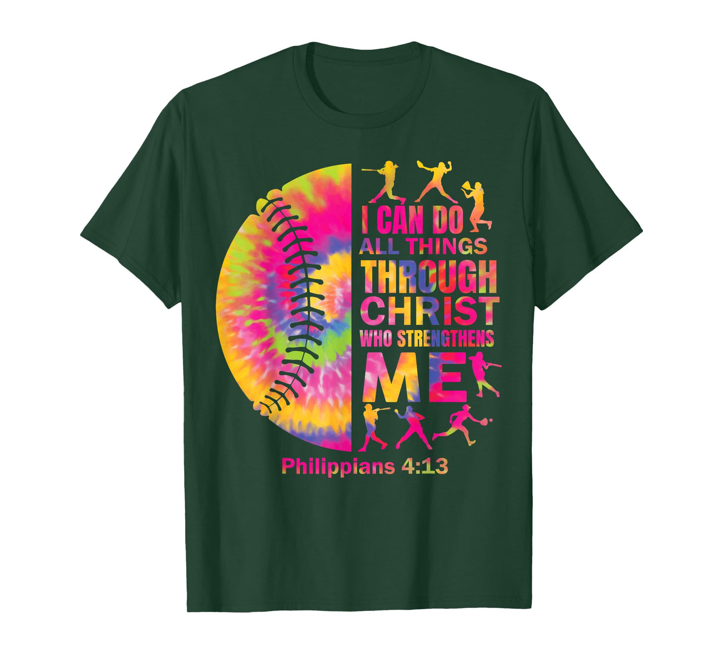 Women Christian Christ Softball t Shirt Teen Girls Tie Dye T-Shirt