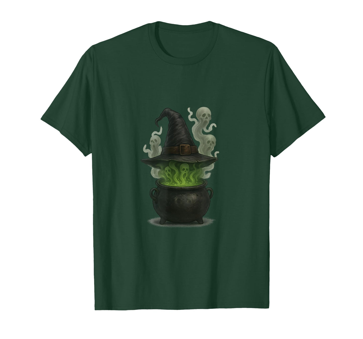 Witch's Cauldron with Witch Hat Scary Halloween Motif T-Shirt
