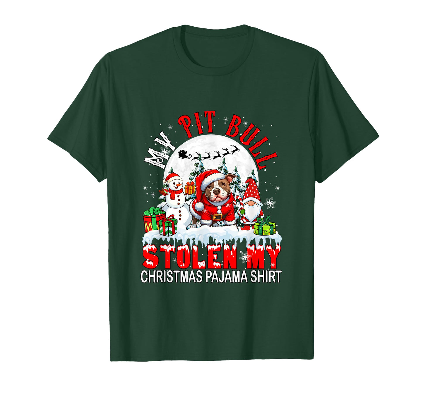 My Pit Bull Stolen My Christmas Pajama Shirt Santa Dog Owner T-Shirt