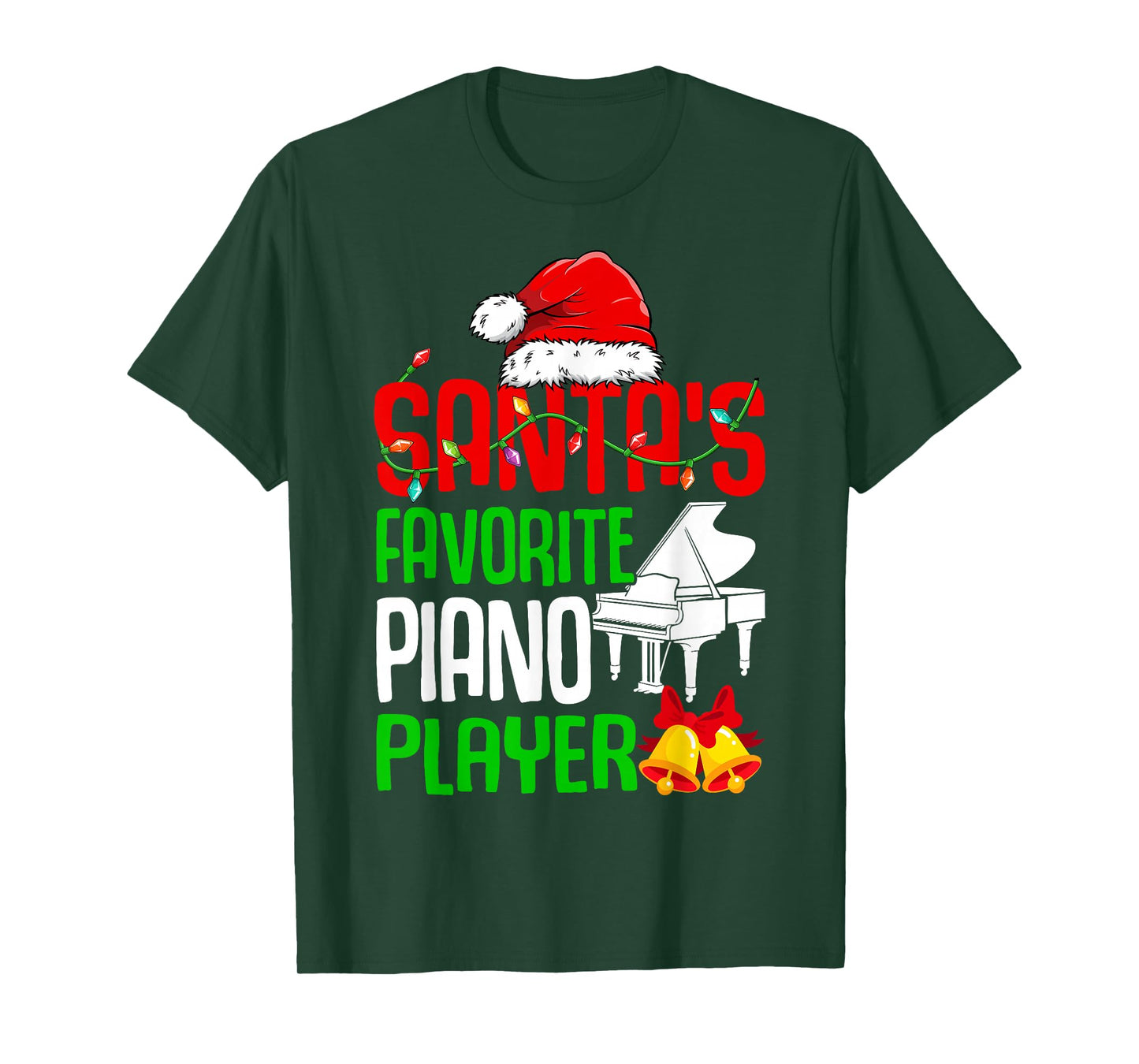 Santa's Favorite Piano Player - Santa Hat Pianist Christmas T-Shirt