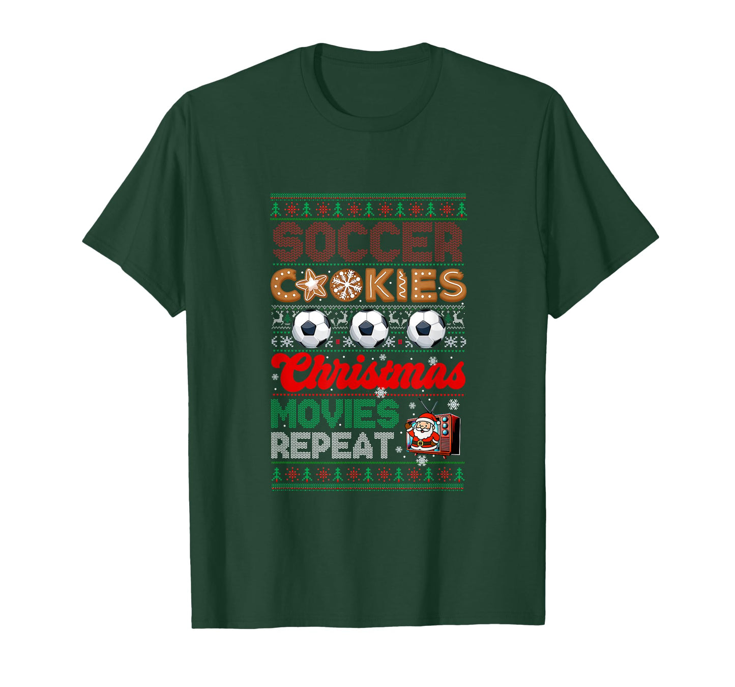 Soccer Cookies Christmas Movies Repeat Sweater Player T-Shirt