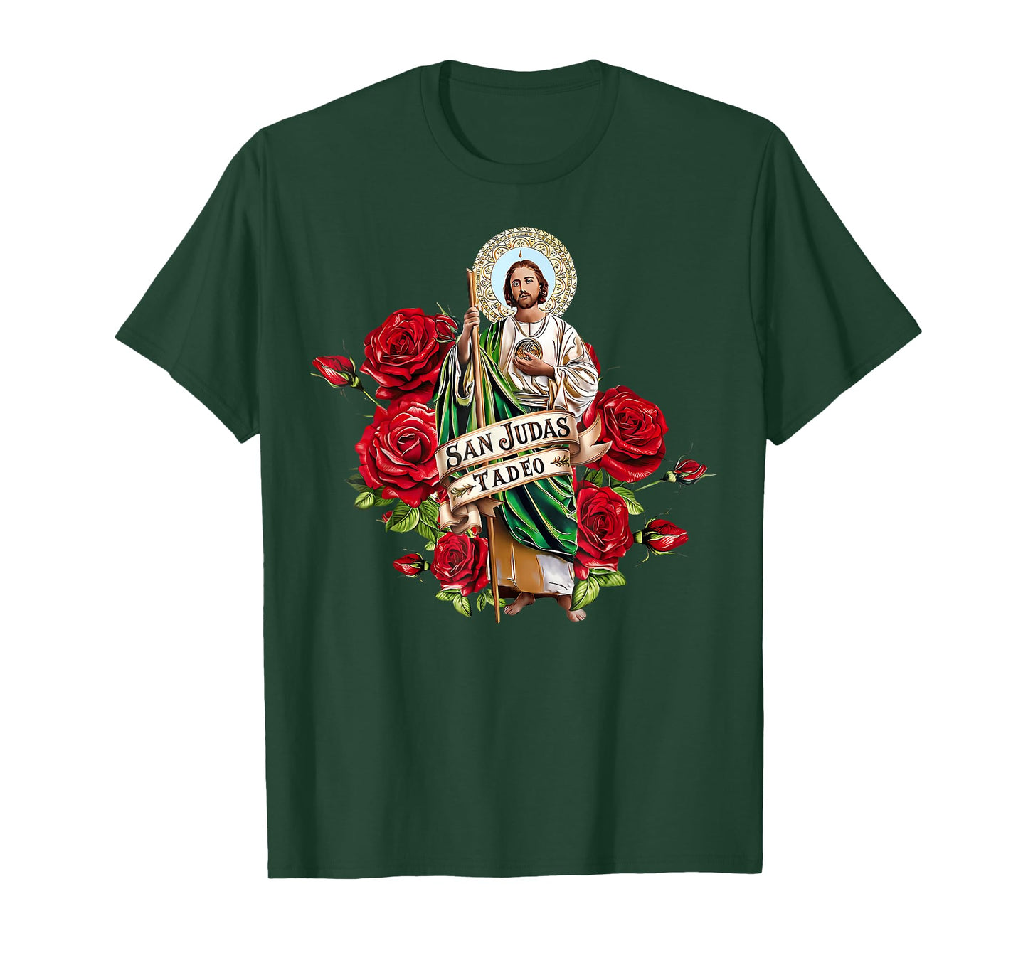 Girls Women Red Roses San Judas Tadeo Con Bandera De Mxico T-Shirt