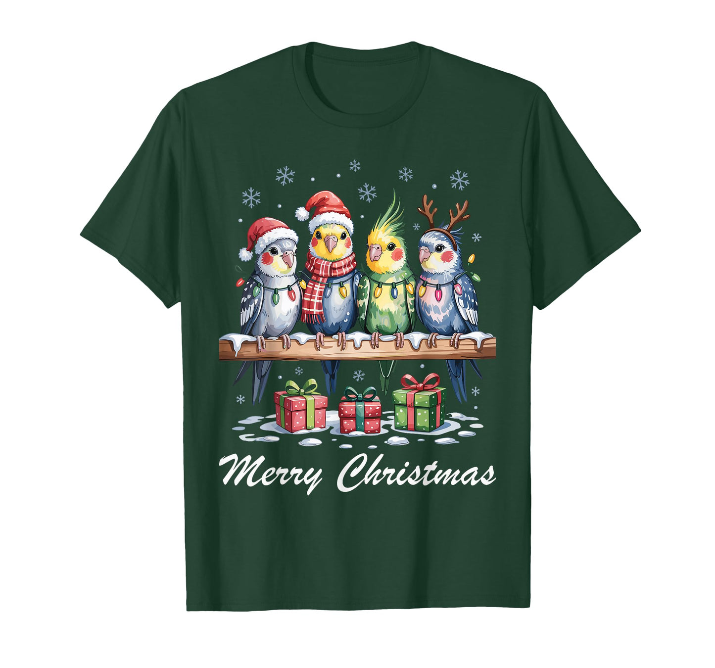Cockatiel Merry Christmas Cute Pet Lovers Funny Holiday T-Shirt