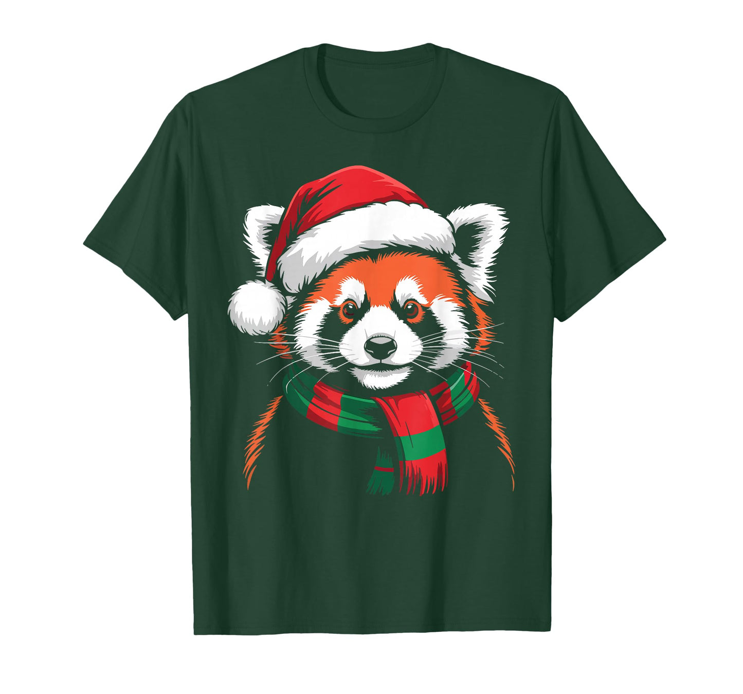Red Panda Xmas Santa Hat Scarf Christmas Costume T-Shirt