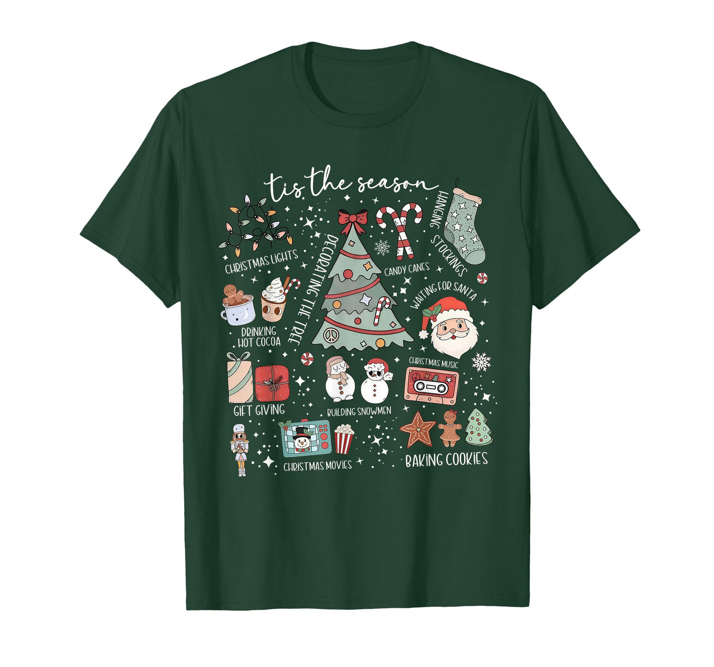 Tis The Season Christmas Tree Xmas Collage Holiday Graphic T-Shirt