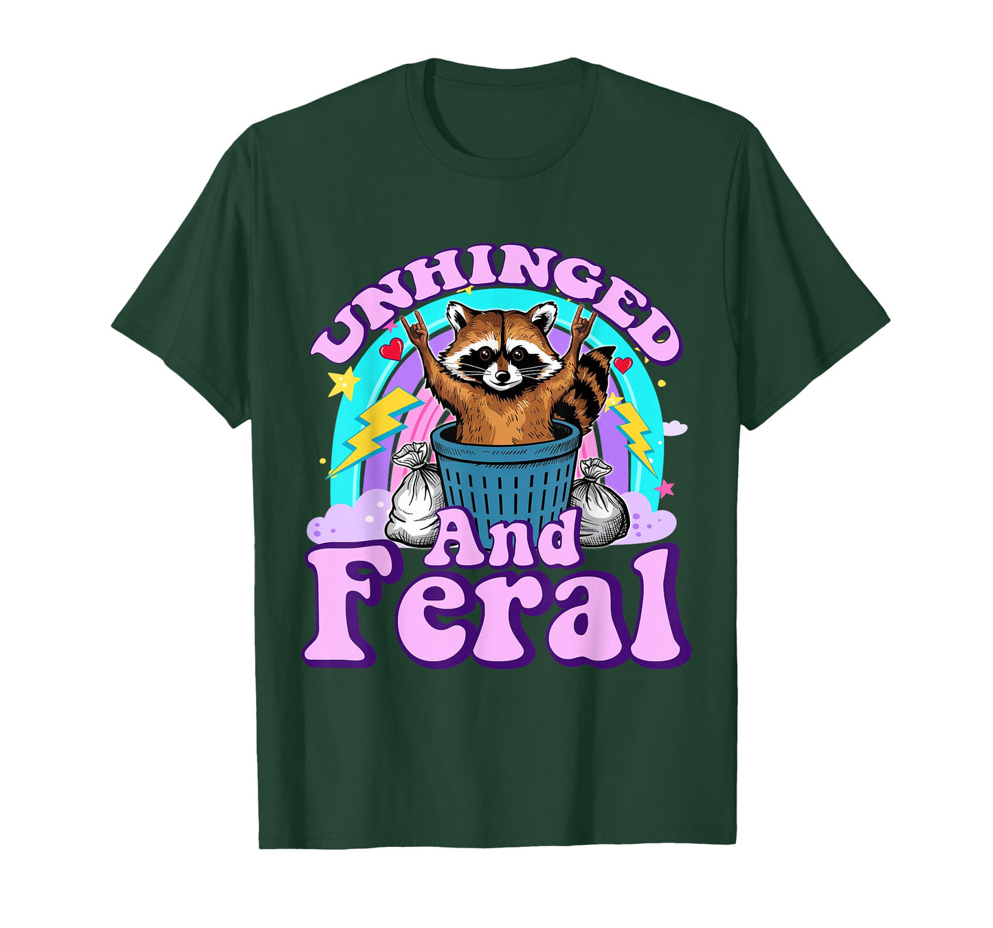Unhinged and Feral Girl Boy Summer Raccoon Feeling Feral T-Shirt