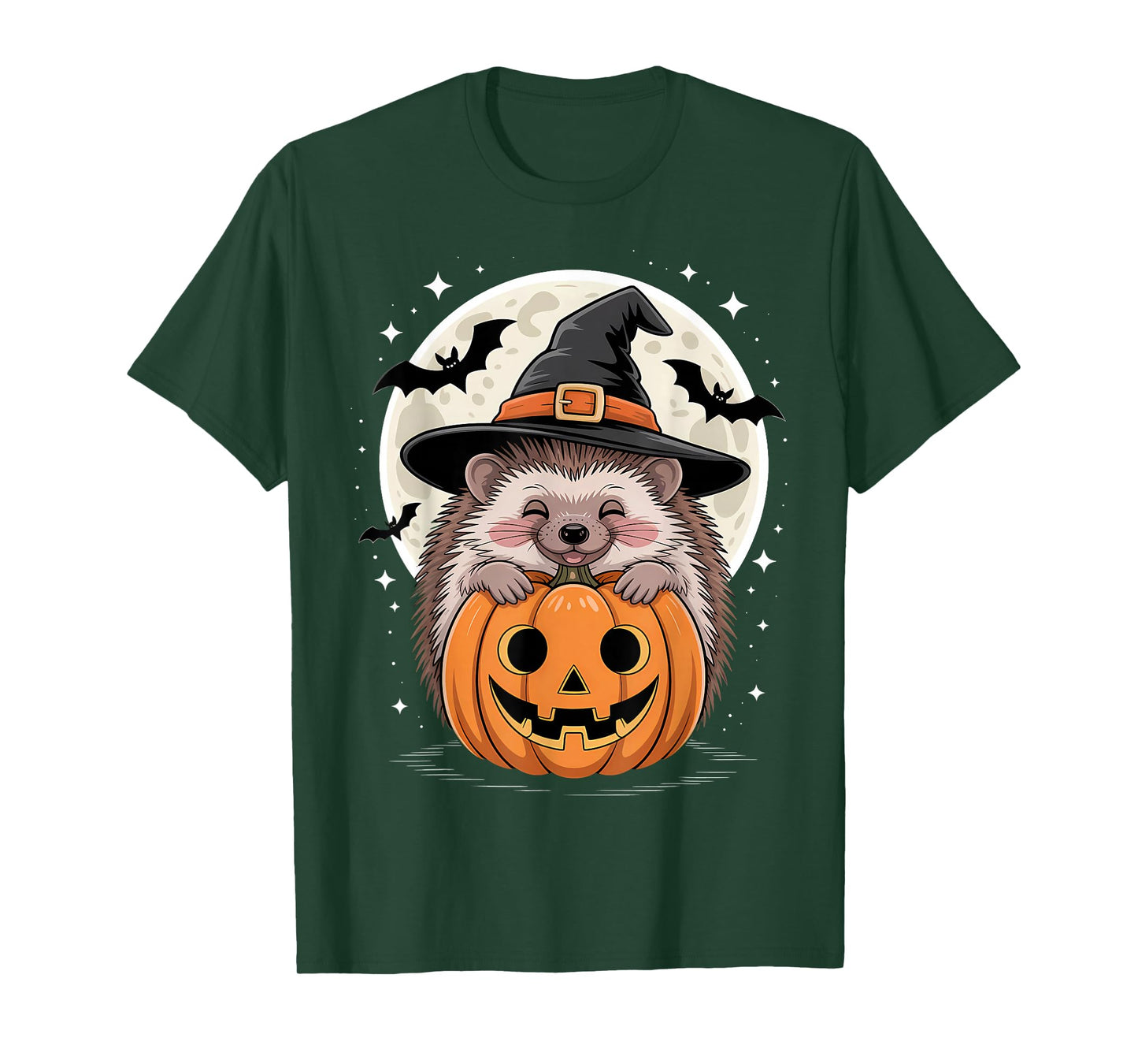 Halloween Hedgehog Witch Hat Pumpkin Spooky T-Shirt
