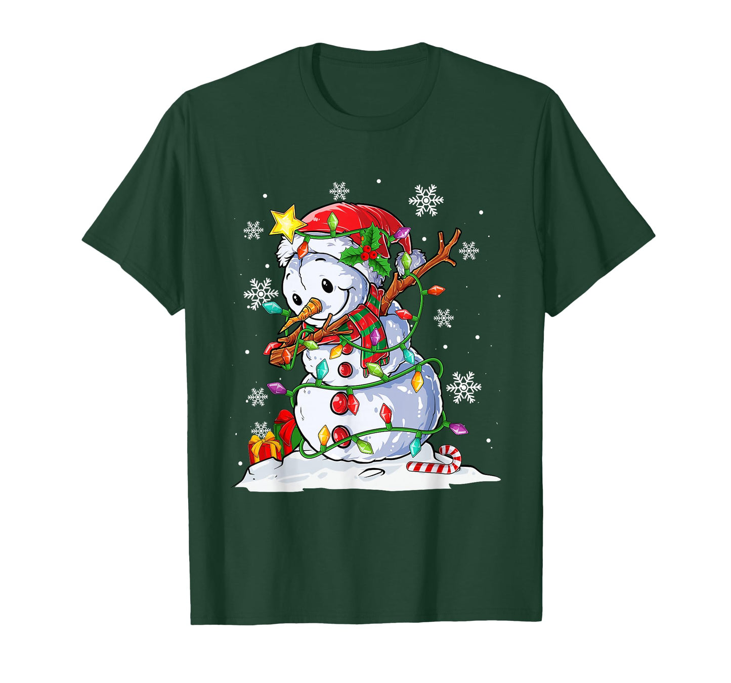 Christmas Dabbing Snowman Santa Light Gifts Men Kids Boys T-Shirt