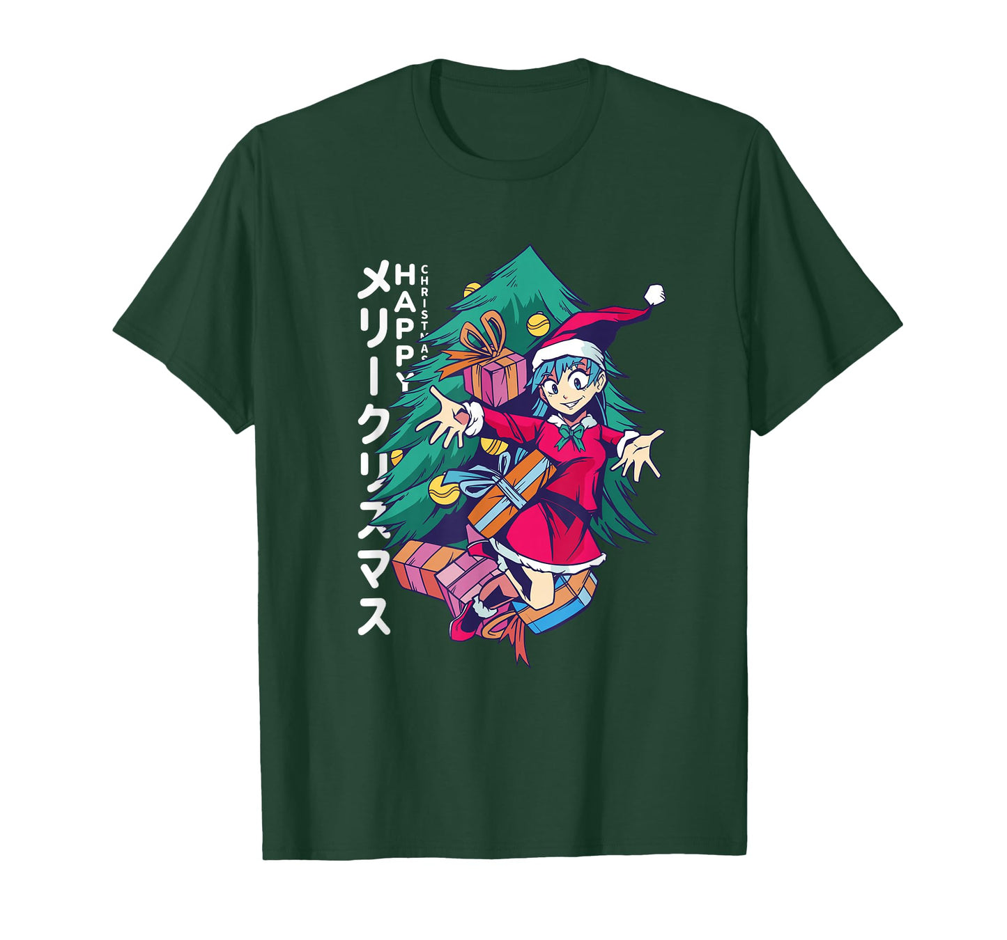 Merry Christmas Anime Girl - Cute Manga Santa T-Shirt