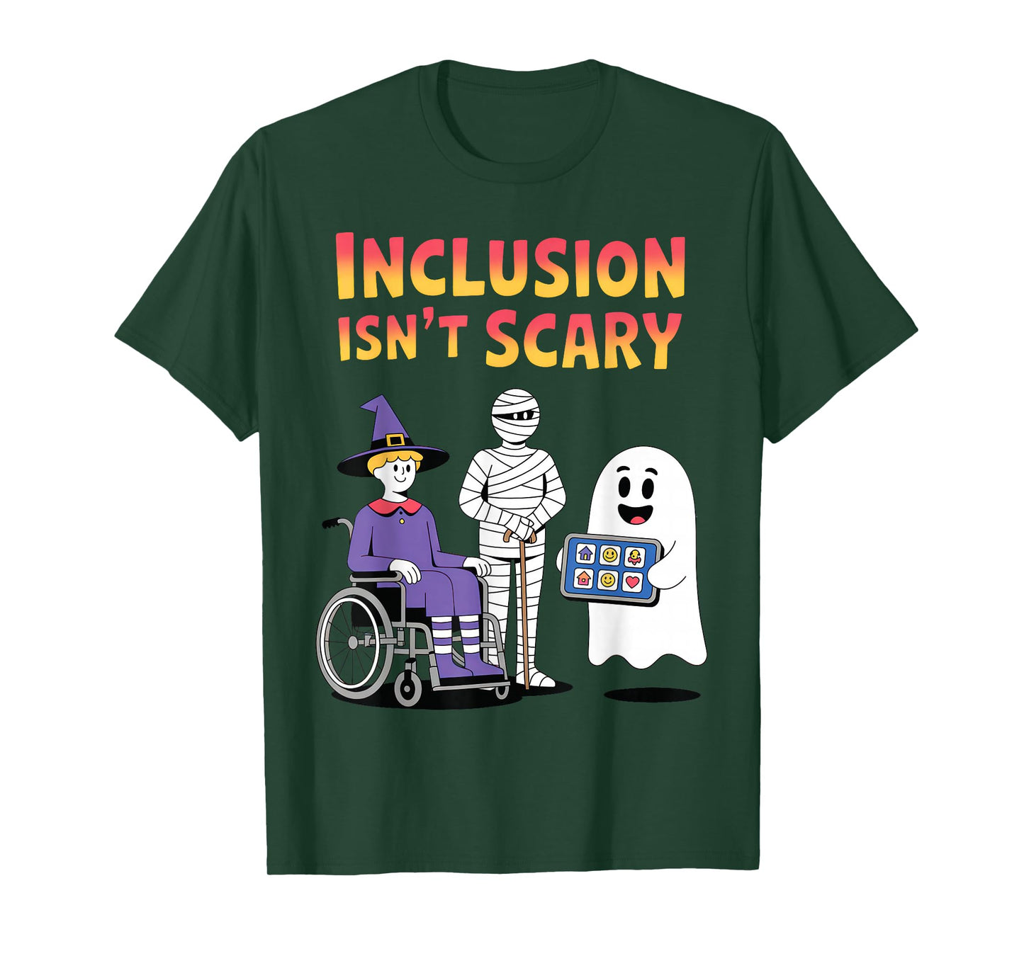 Inclusion Isn’t Scary Disability Awareness Cute Ghost Witch T-Shirt
