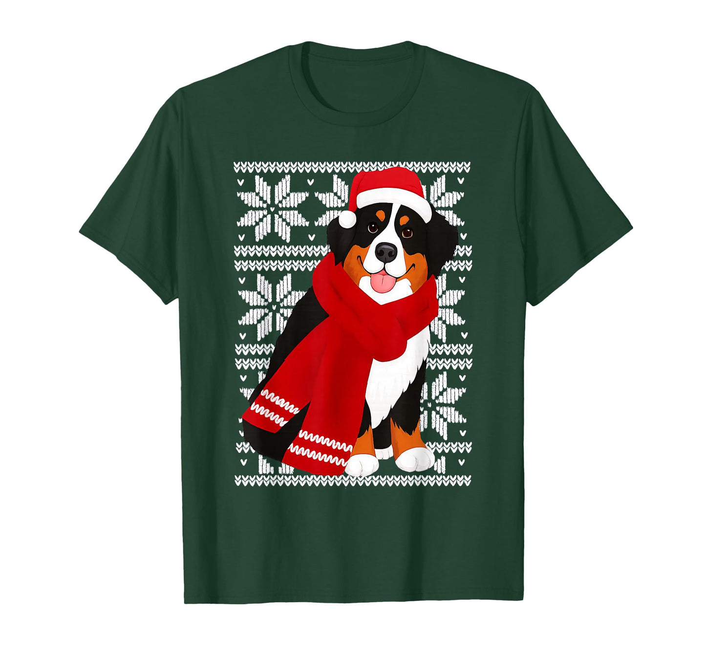 Bernese Mountain Dog Ugly Christmas Holiday Dog Lover T-Shirt