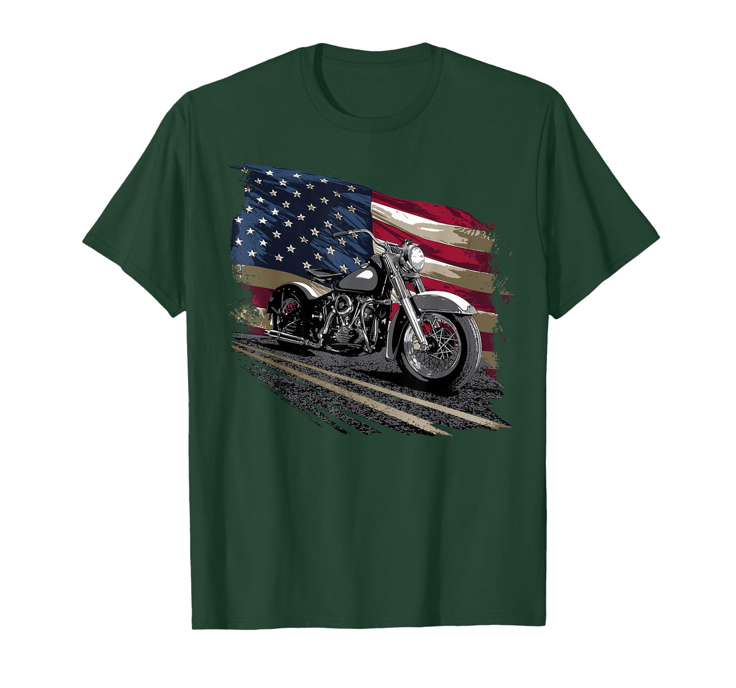 Open Air Road Trip Cruising Black Distressed American Flag Classic Fit T-Shirt