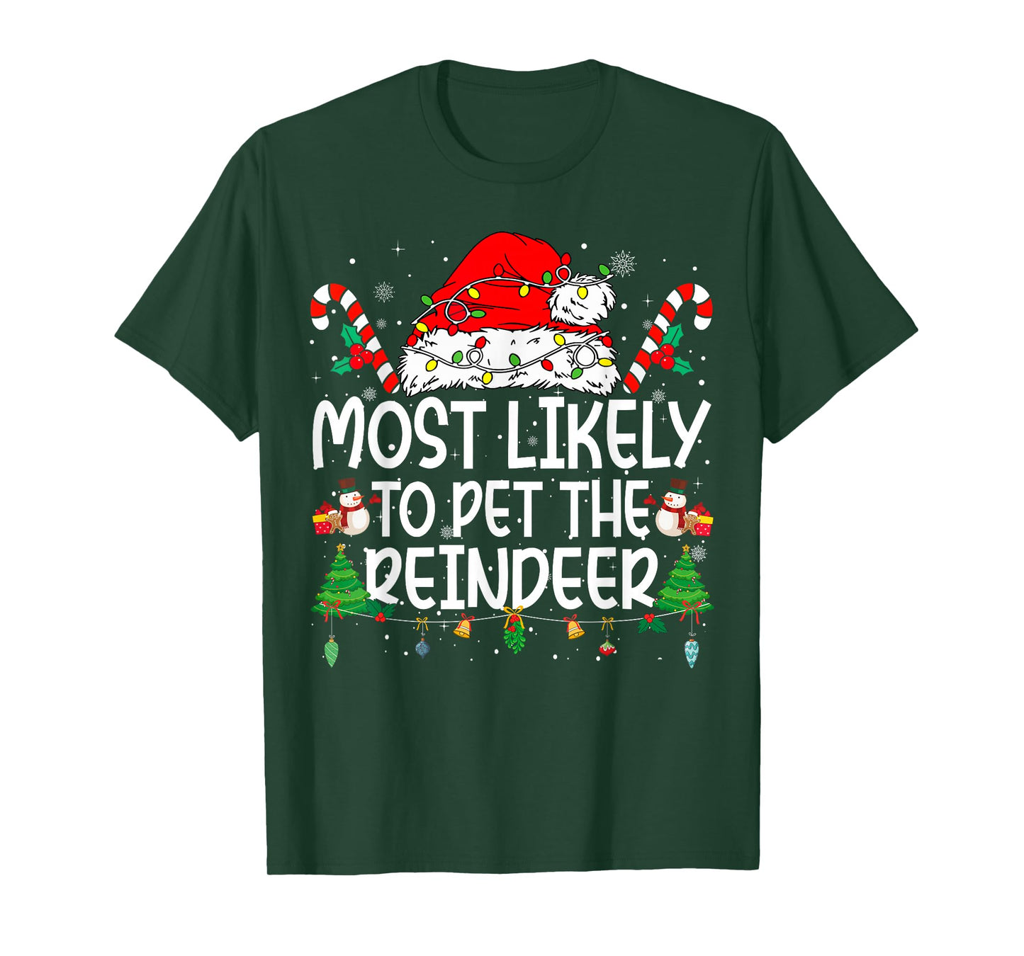 Family Matching Xmas Most Likely to Pet The Reindeer T-Shirt