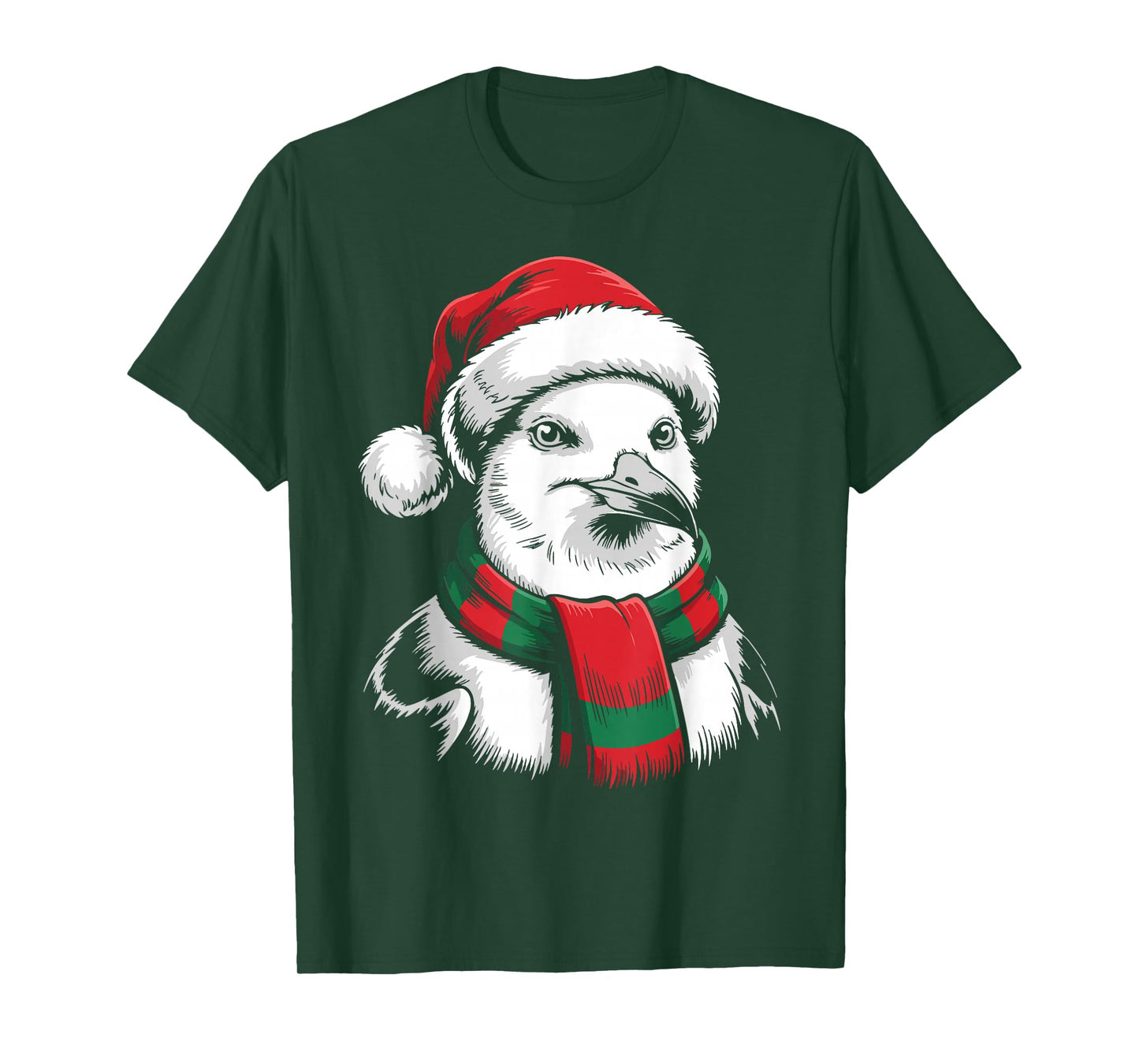 Seagull Xmas Santa Hat Scarf Christmas Costume T-Shirt