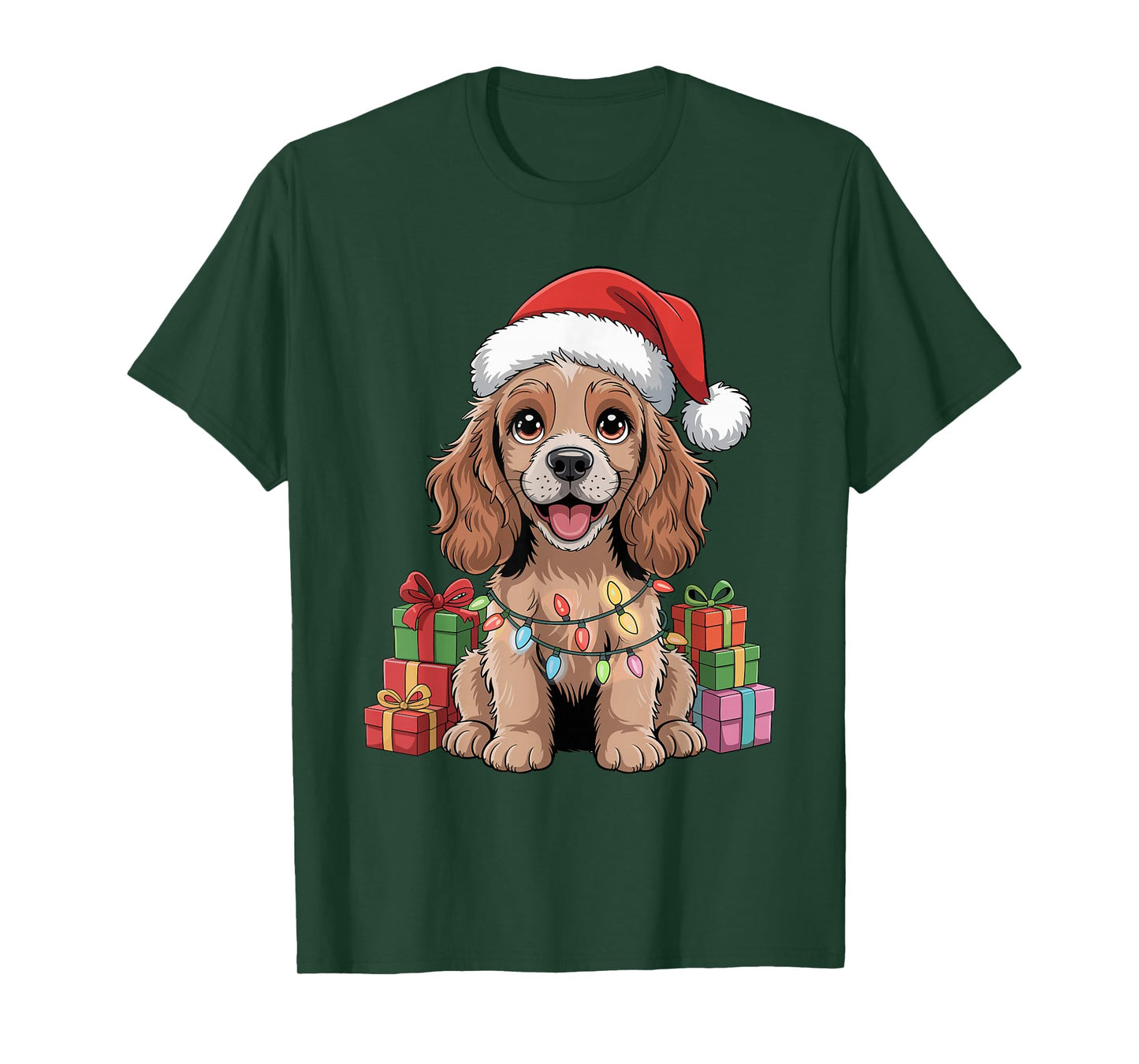 Cocker Spaniel Santa Hat Christmas Xmas Dog Lovers Holiday T-Shirt