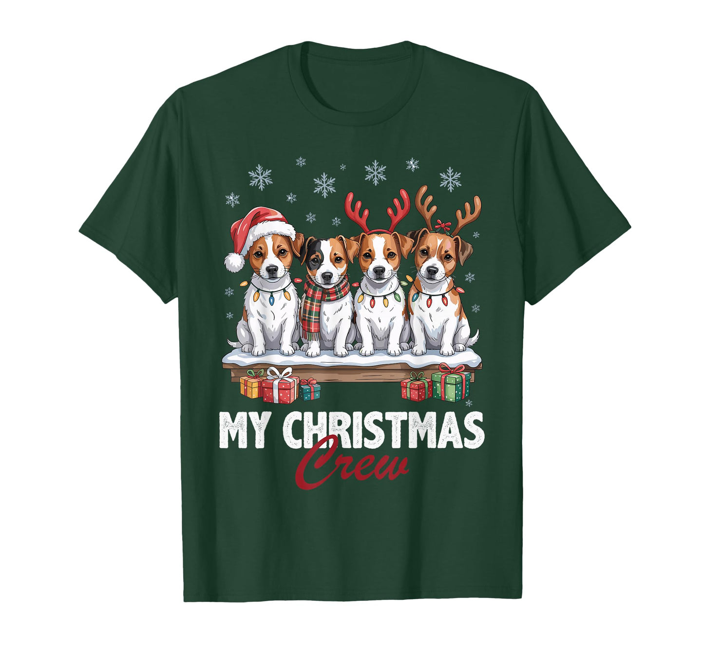 Jack Russell Christmas Crew Funny Dog Lovers Holiday Pajama T-Shirt