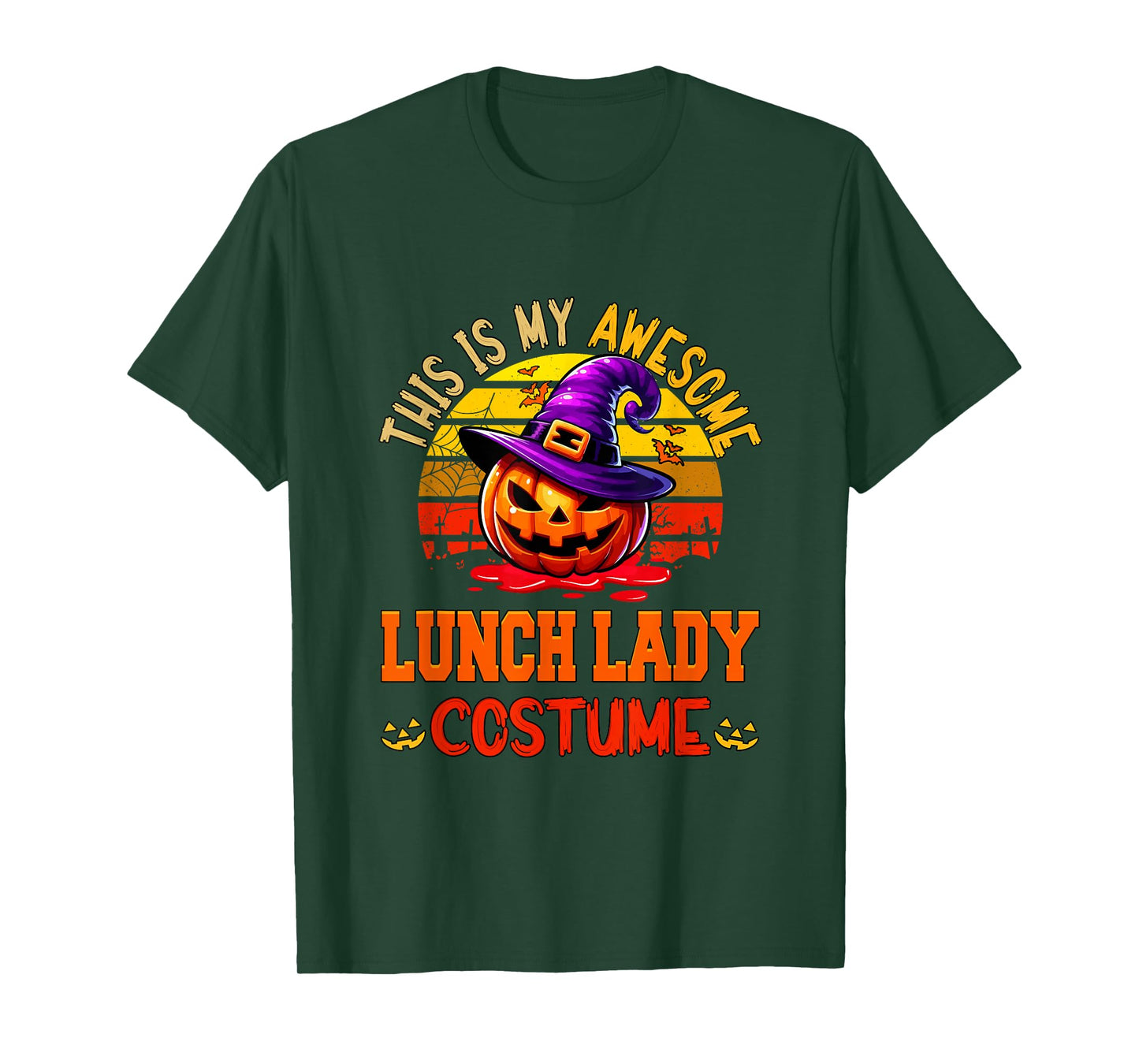 Vintage My Awesome Lunch Lady Costume Witch Carved Pumpkin T-Shirt