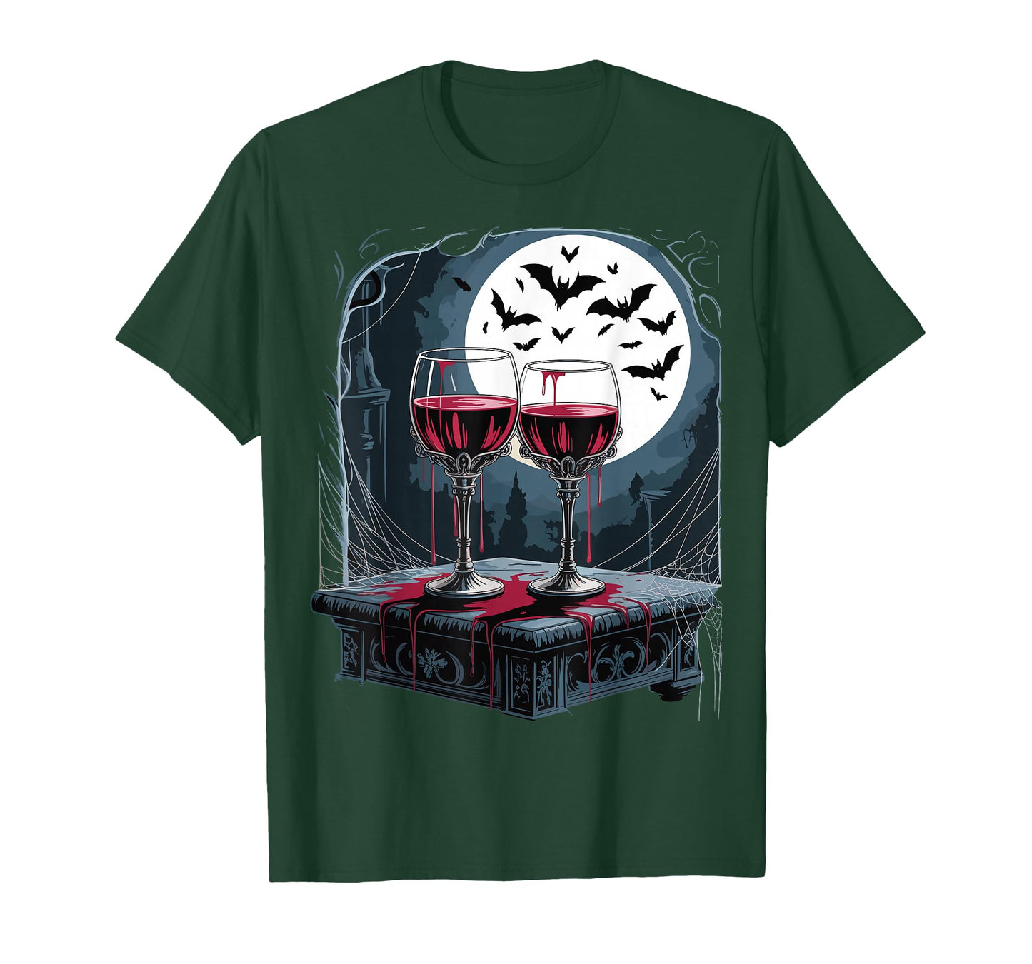 Glasses of Wine Halloween Costume Funny Spooky Tee T-Shirt