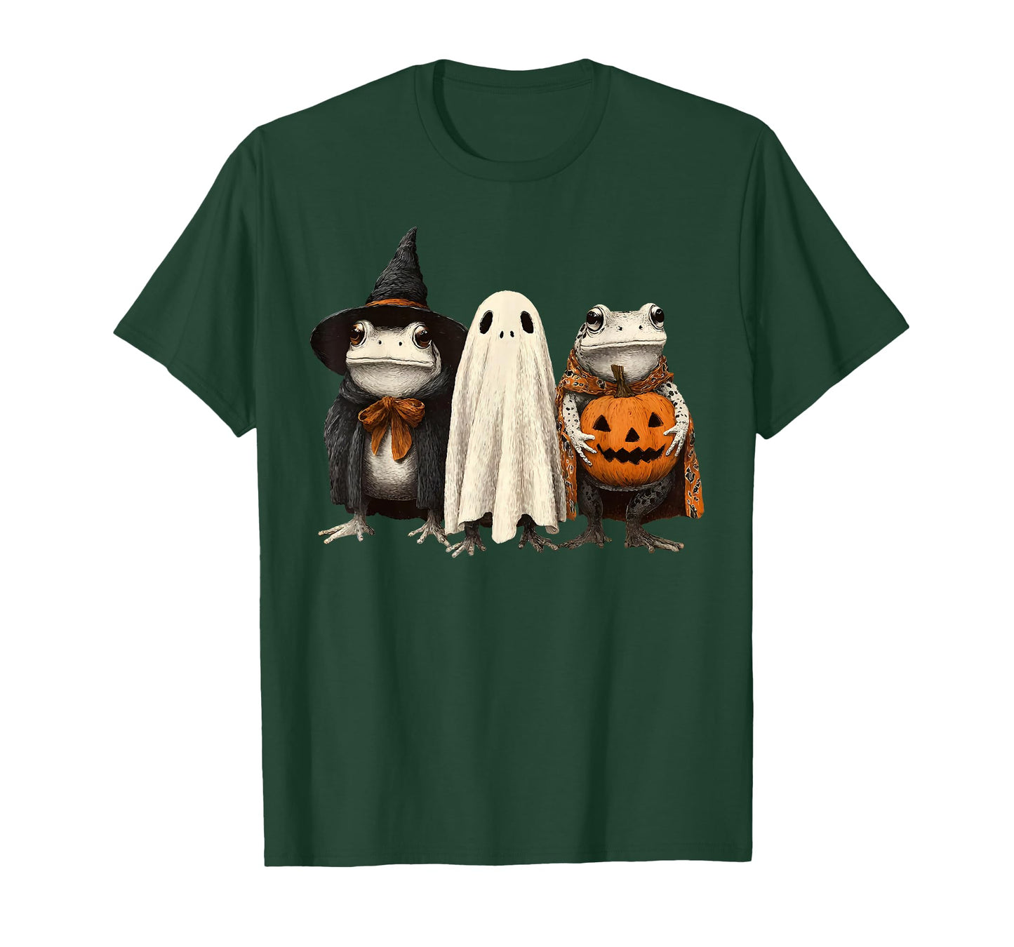 Cute Kawaii Frog Halloween Ghosts Funny Ghost Pumpkin Witch T-Shirt