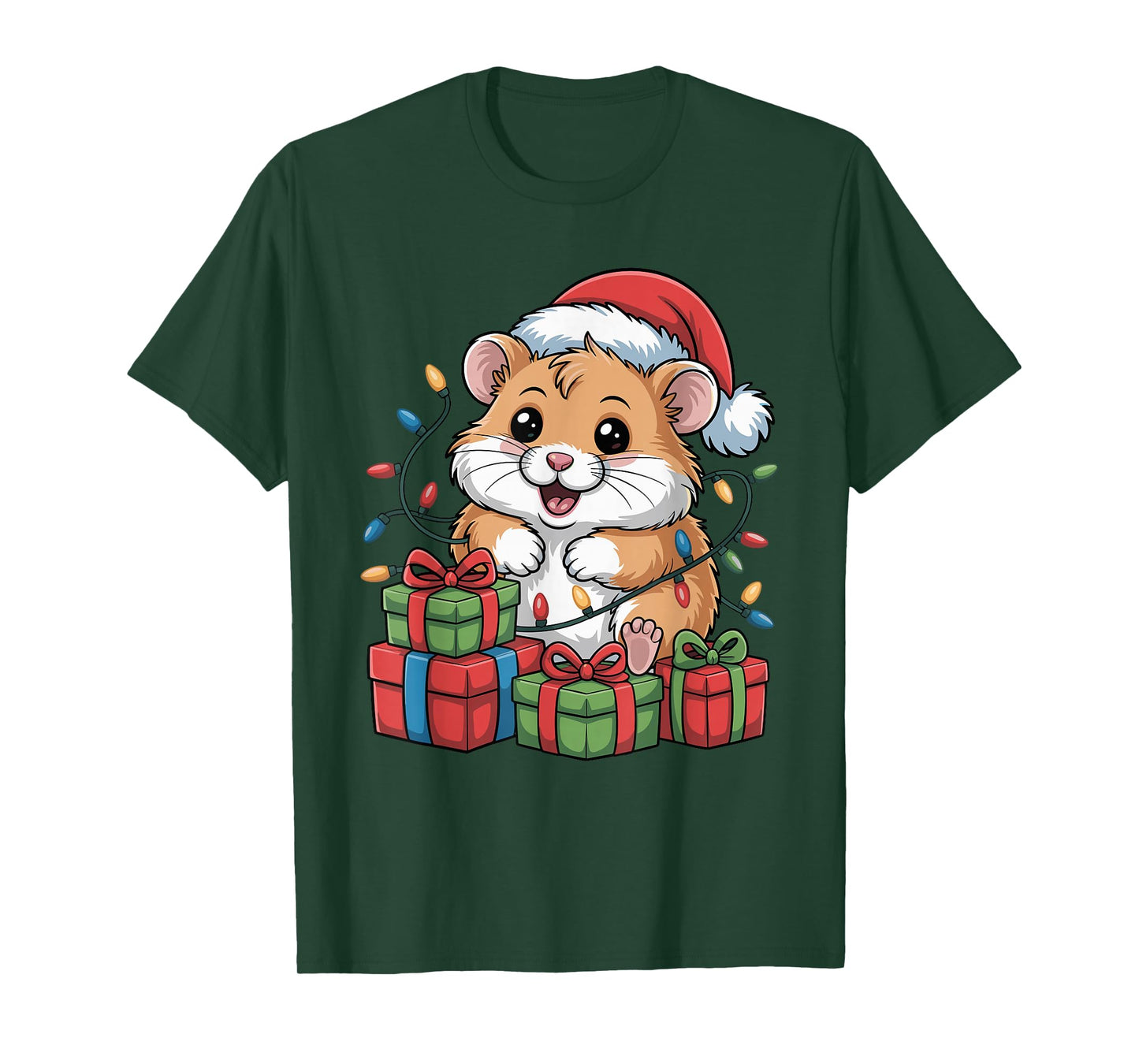 Hamster Santa Hat Christmas Design Funny Pet Lovers Holiday T-Shirt