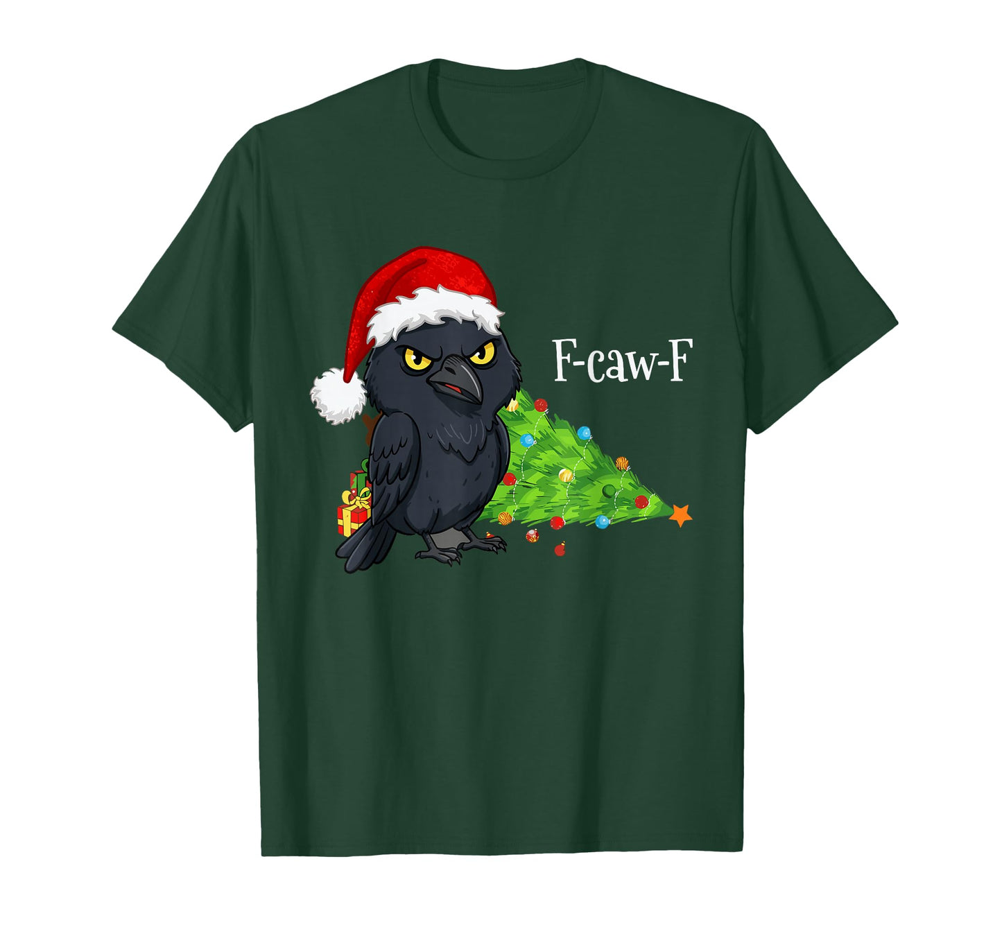 F-caw-F Christmas Crow Santa Hat Adult Humor T-Shirt