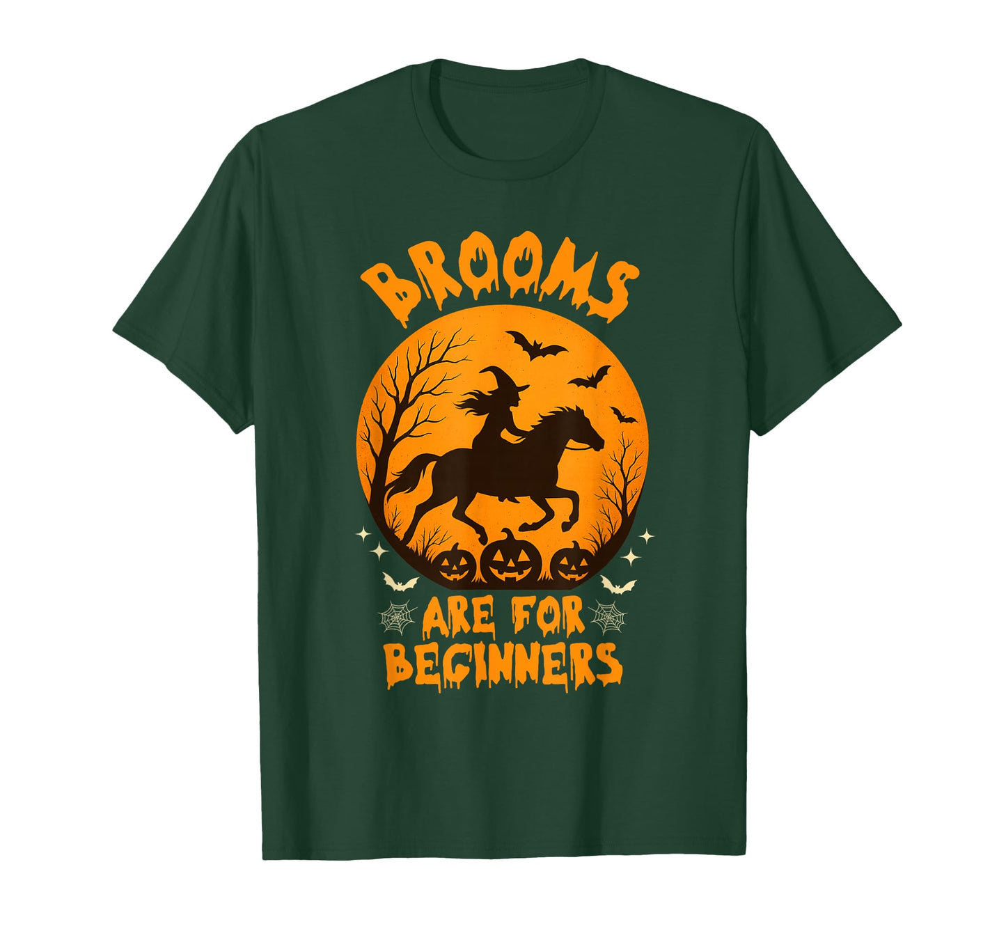 Brooms are for Beginners Halloween Funny Witch Horse Riding T-Shirt