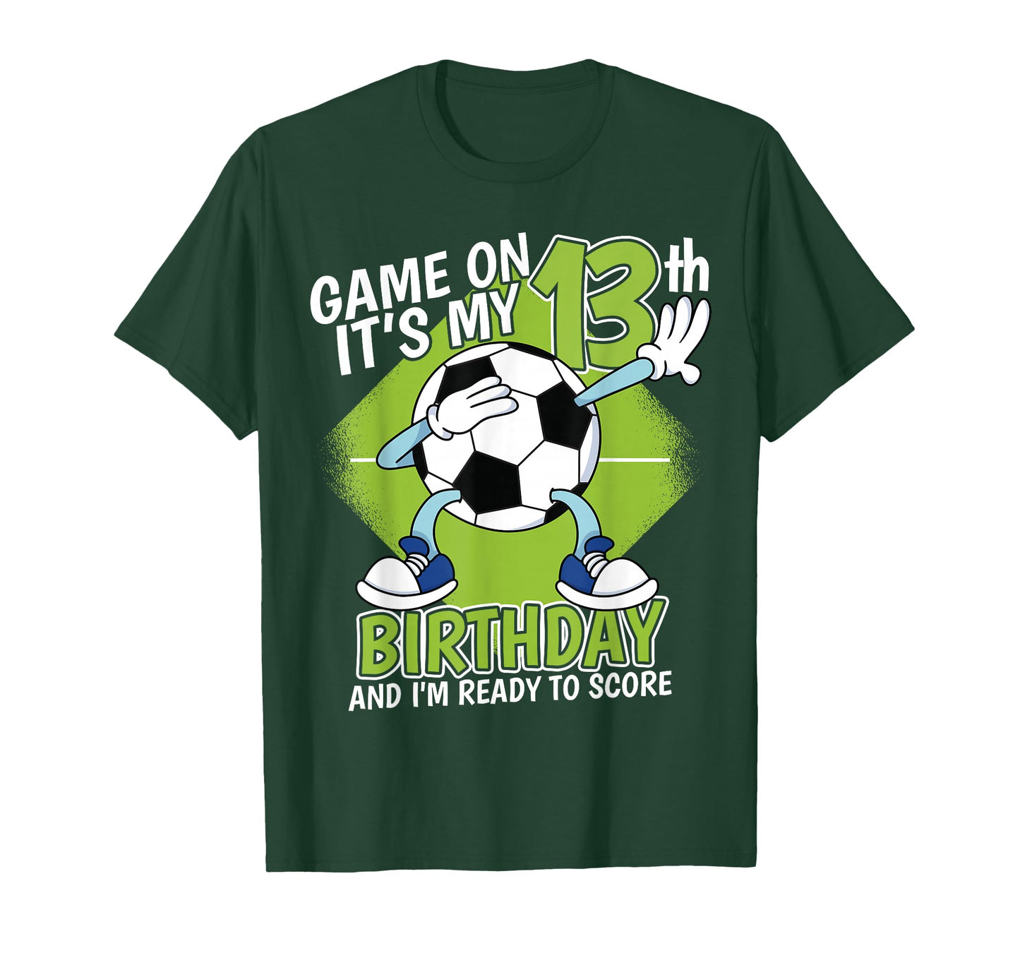 13 Year Old Soccer Player Boy 13th Birthday Soccer Theme T-Shirt