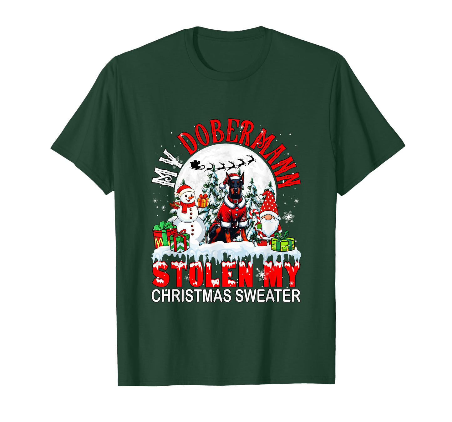 My Dobermann Stolen My Christmas Sweater Santa Dog Owner T-Shirt