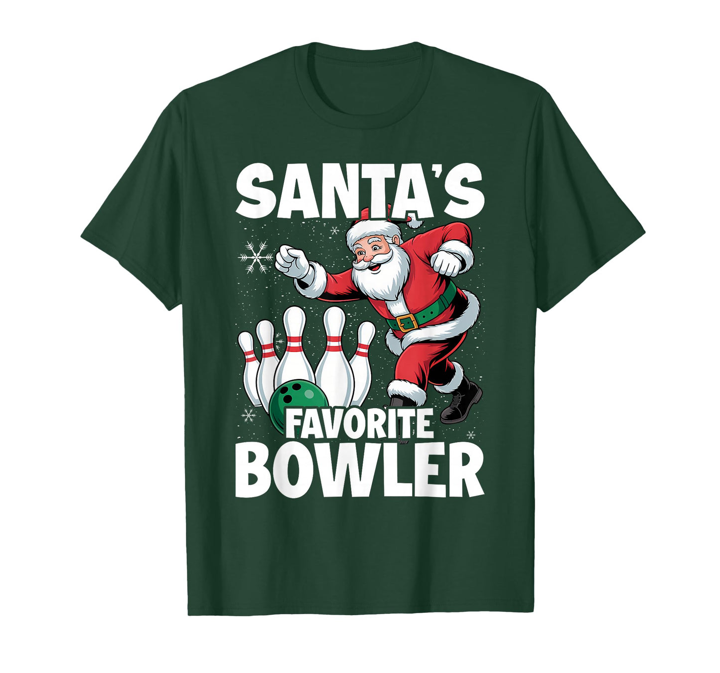 Santa's Favorite Bowler Santa Claus Bowling Christmas T-Shirt