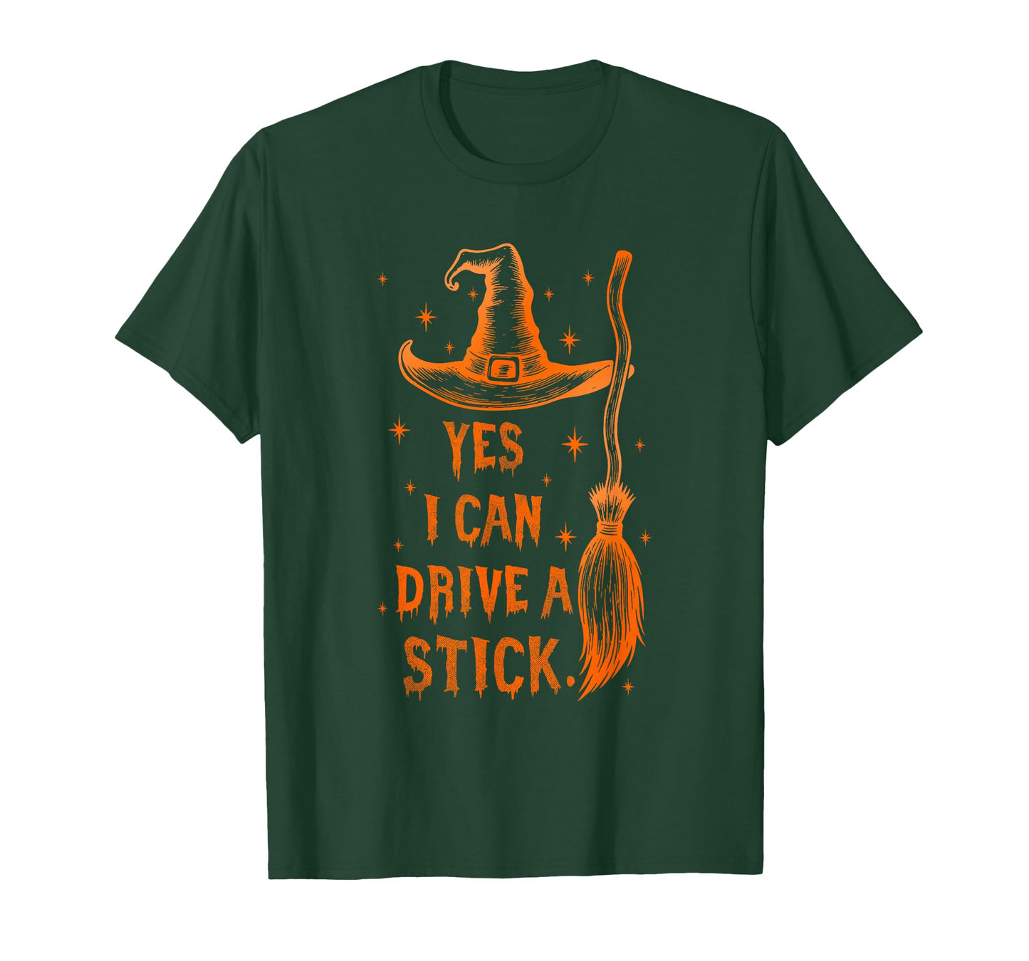 Yes I Can Drive A Stick Funny Halloween Spooky Witch T-Shirt